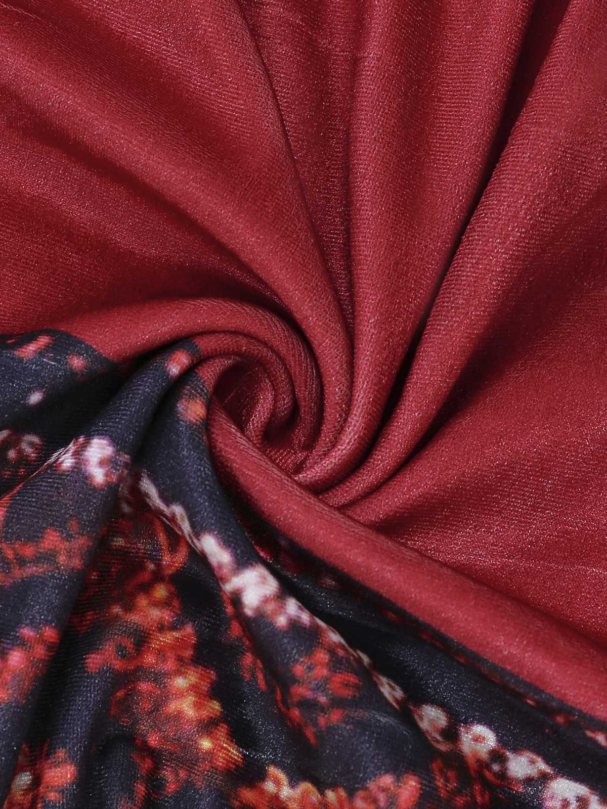 Rot 1970er Abnehmbar Pelz Kragen Boho Kleid - Image 8