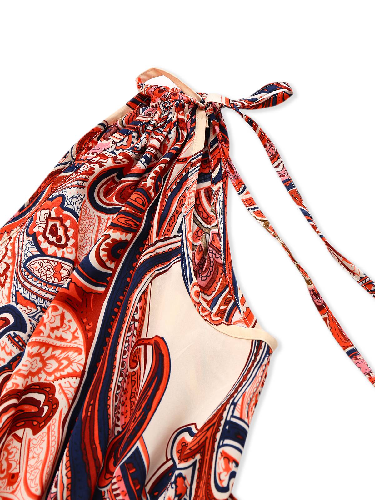 Rot 1970er Eine Schulter Bohemien Blumen Romper - Image 3