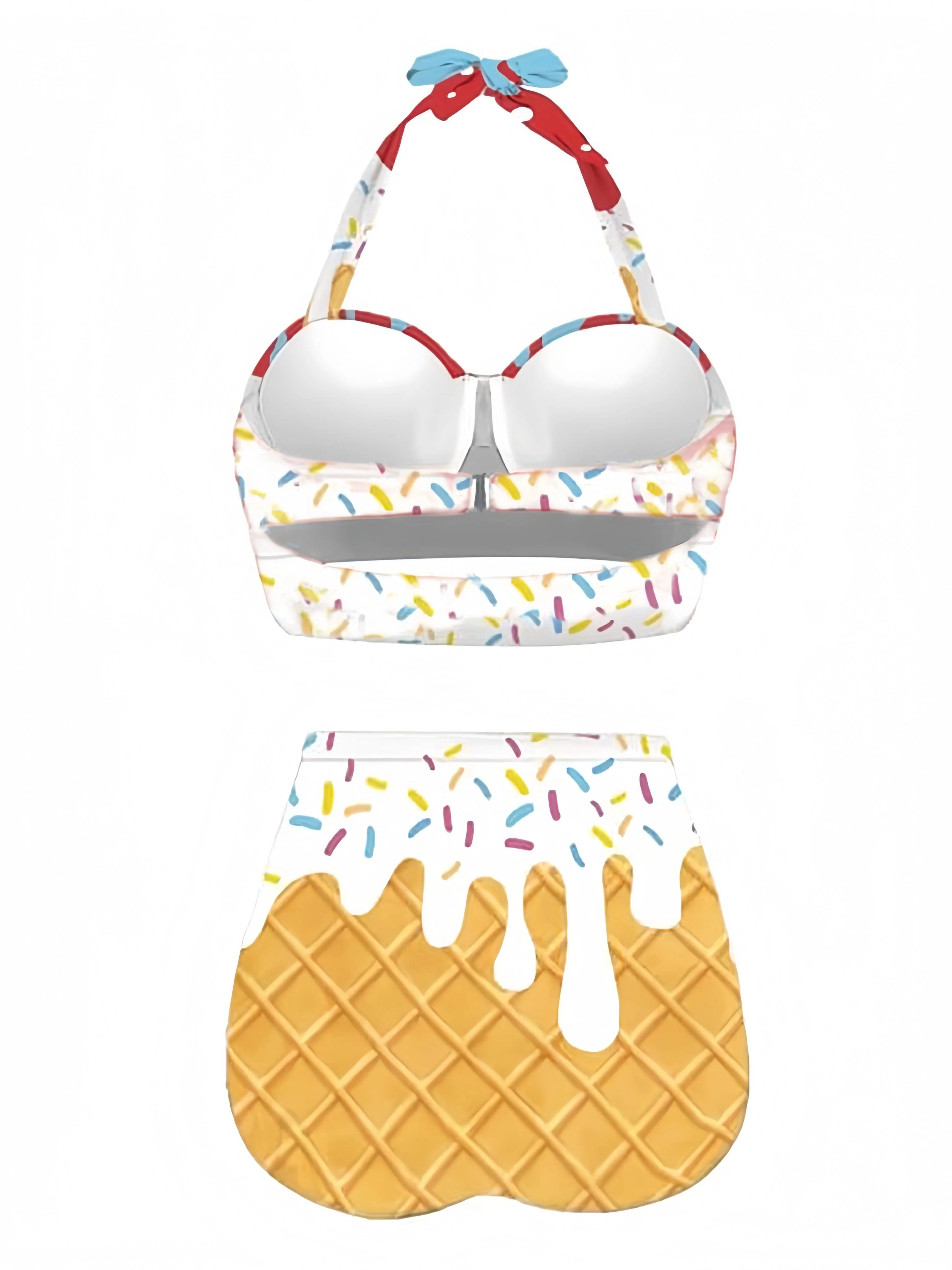 Rot 1970er Halter Eistüte Bikini Set - Image 2