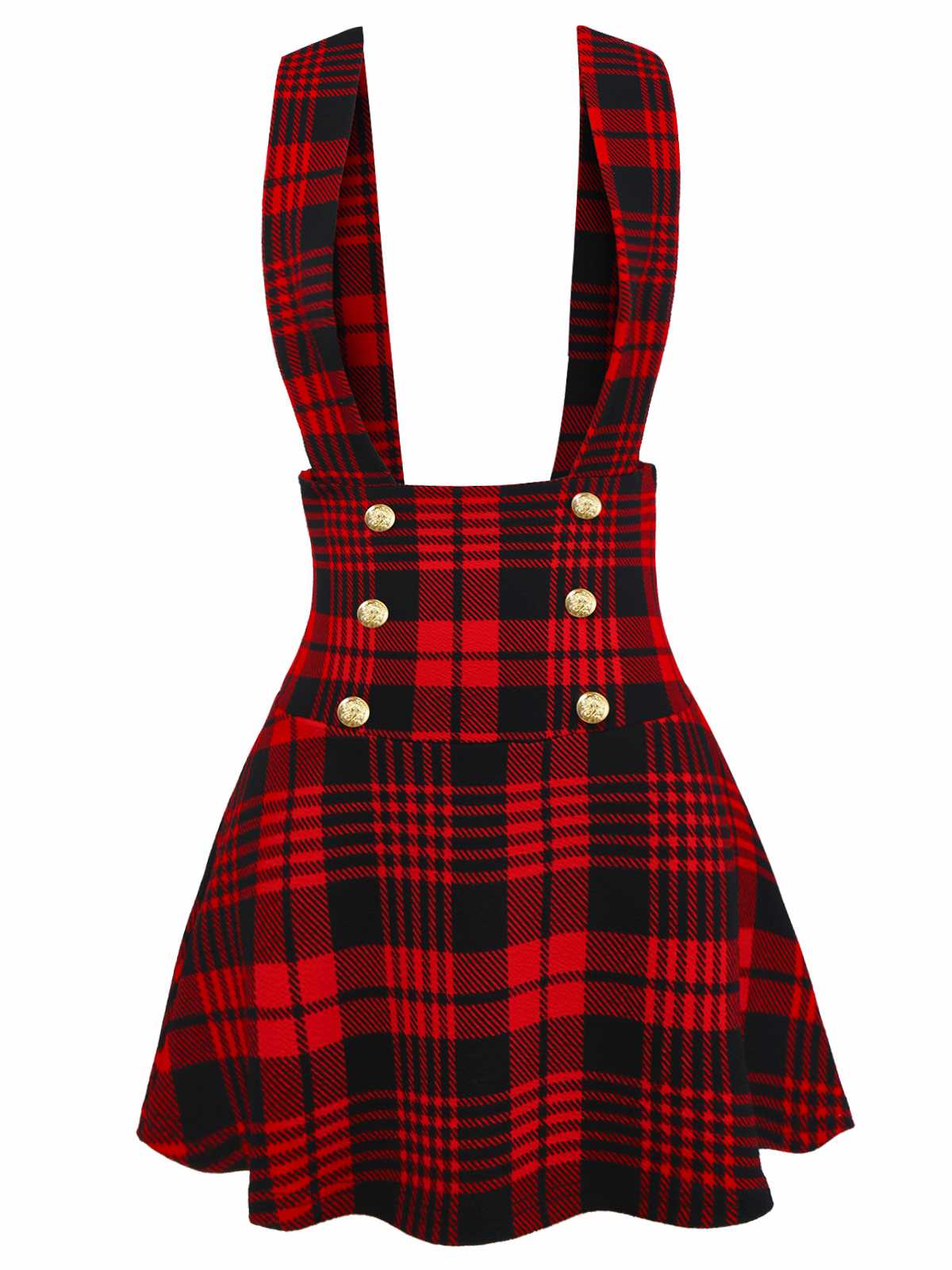 Rot 1970er Plaids Tasten Suspender Rock - Image 2