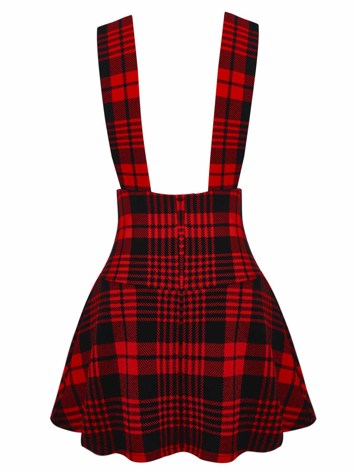 Rot 1970er Plaids Tasten Suspender Rock - Image 3