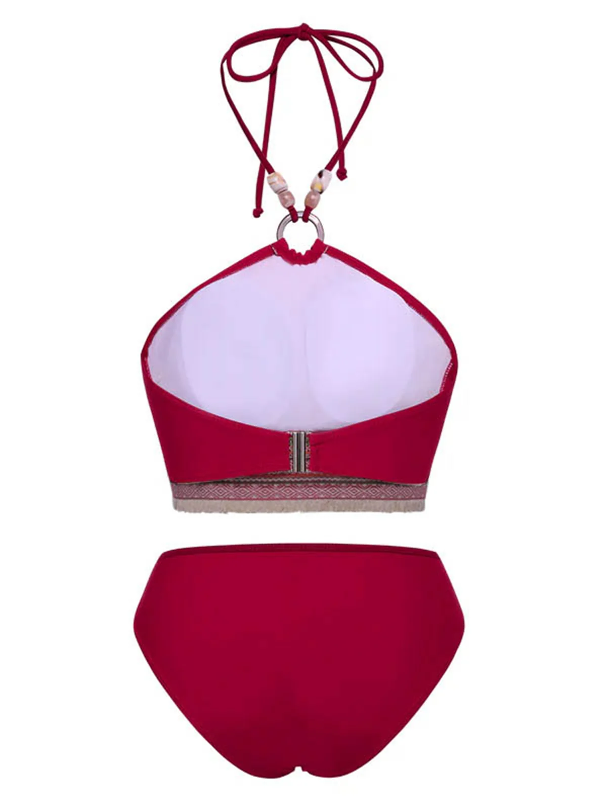 Rot 1970er Prinzessin-Stil Sicken Halfter Bikini Set - Image 5
