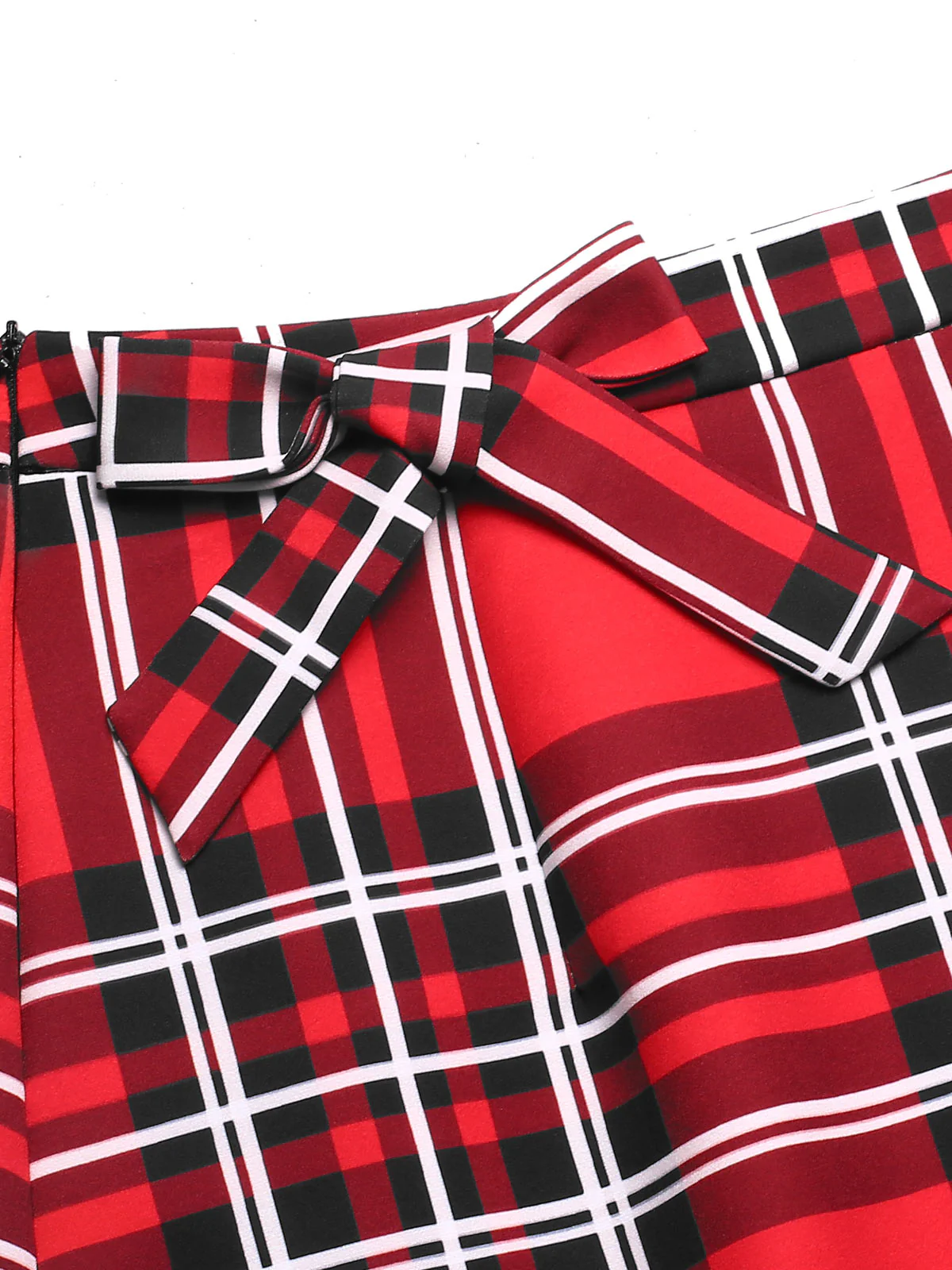 Rot 1970er Tartan Plaids Bogen Rüschen Rock - Image 5