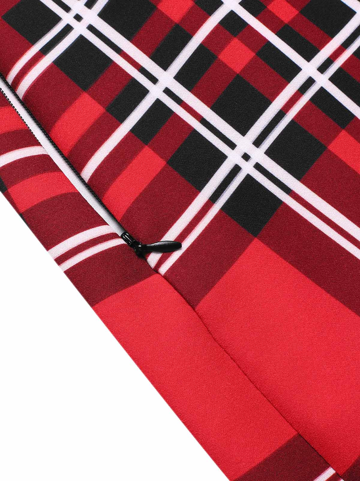 Rot 1970er Tartan Plaids Bogen Rüschen Rock - Image 6