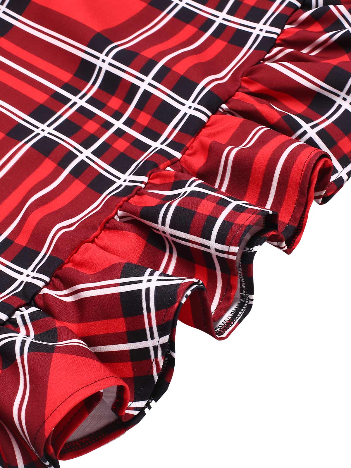 Rot 1970er Tartan Plaids Bogen Rüschen Rock - Image 7