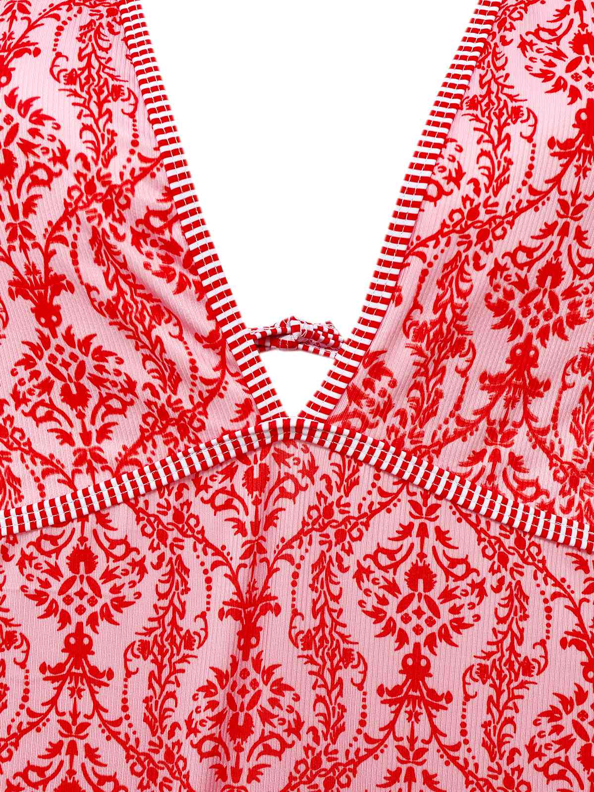 Rot 1970er Tief V-Ausschnitt Halter Barock Bademode - Image 3