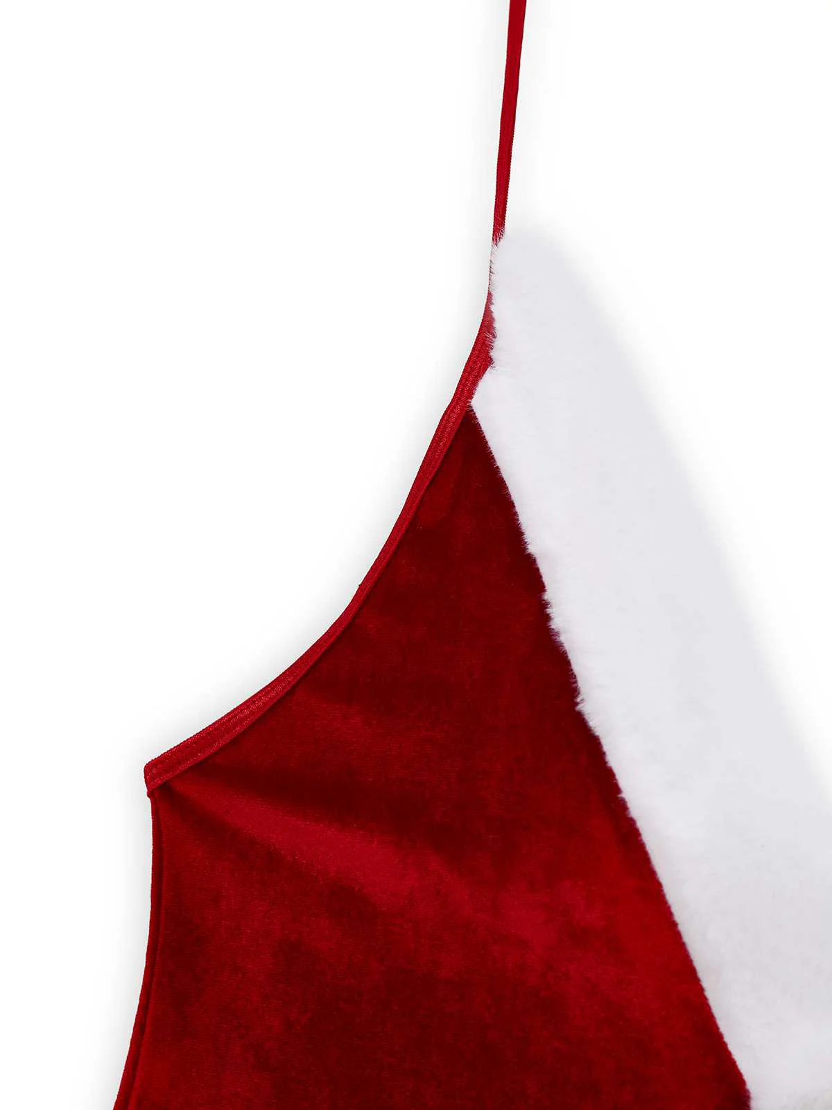 Rot 1970er Tief-V Weihnachten Plüsch Bodysuit Mit Hut - Image 7
