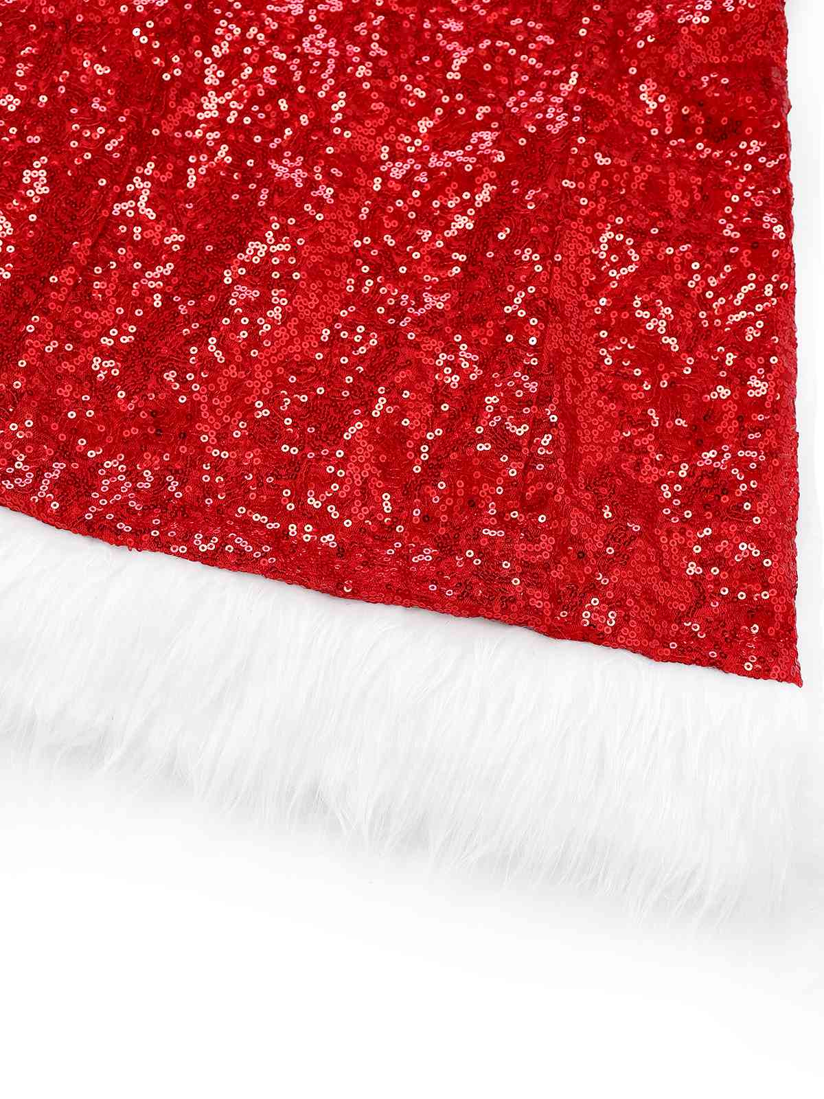 Rot 1970er Weihnachten Pailletten Schulterfrei Plüschbesatz Kleid - Image 5