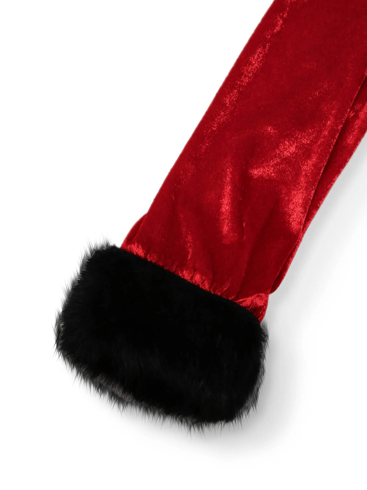 Rot 1970er Weihnachten Pelzbesatz Schnürung Samt Kleid - Image 6