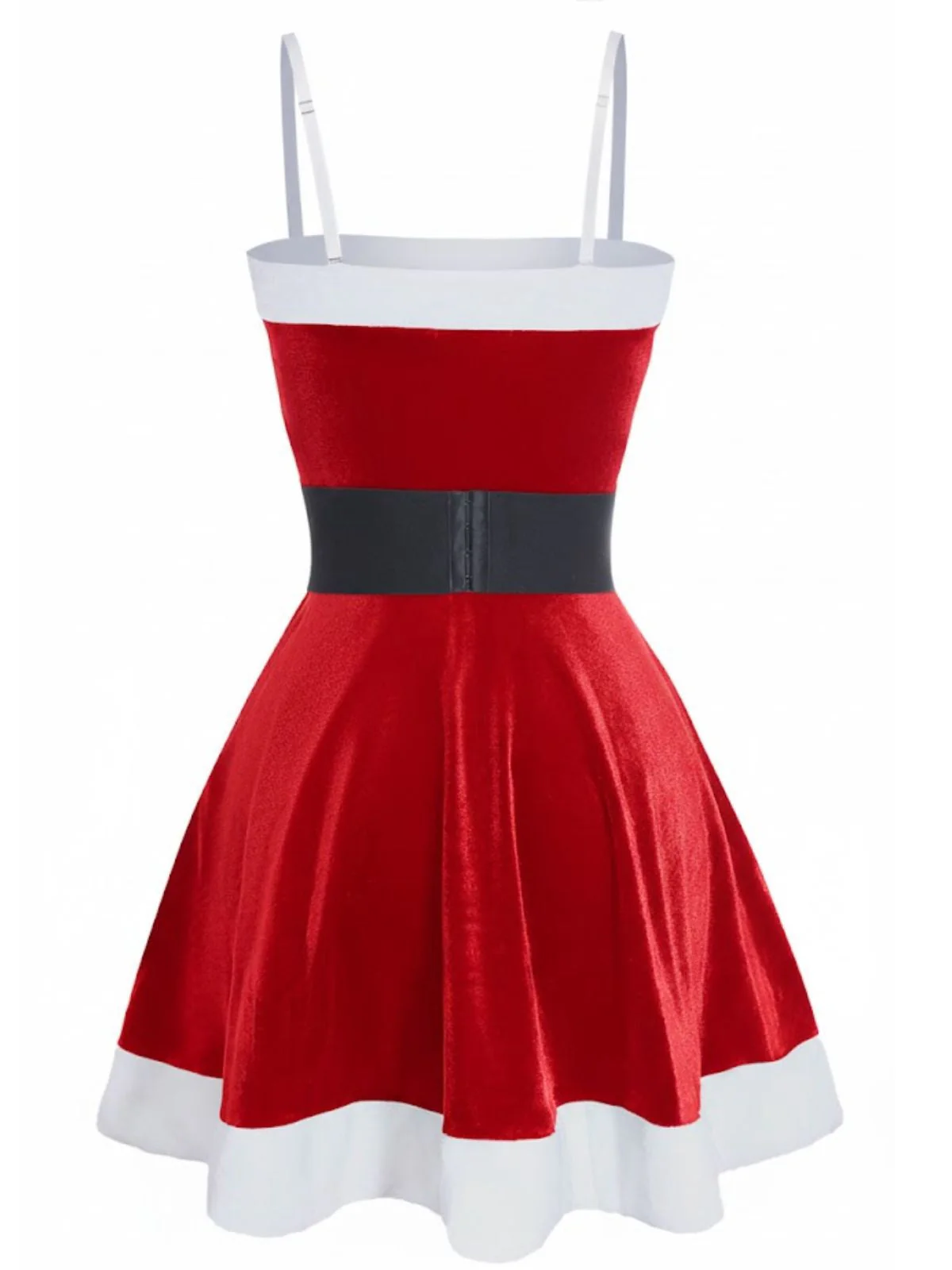 1970er Weihnachten Samt Plüsch Spaghetti Träger Mini Kleid - Image 7