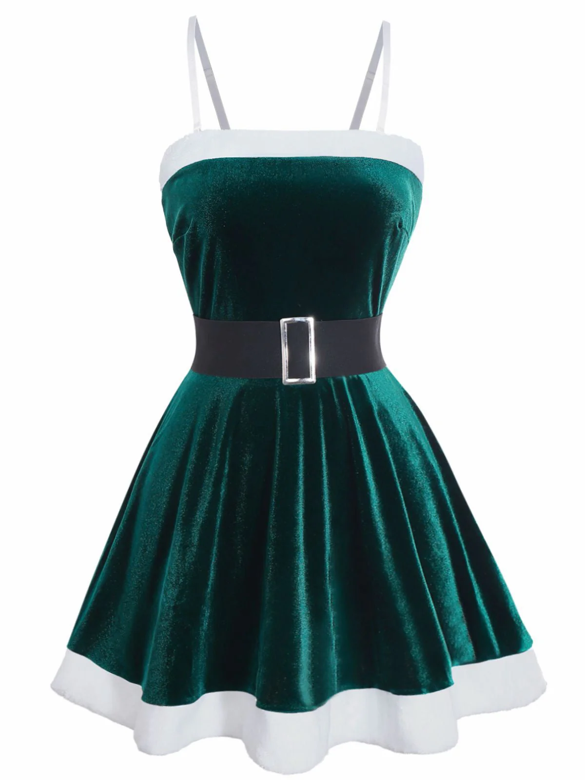 1970er Weihnachten Samt Plüsch Spaghetti Träger Mini Kleid - Image 2