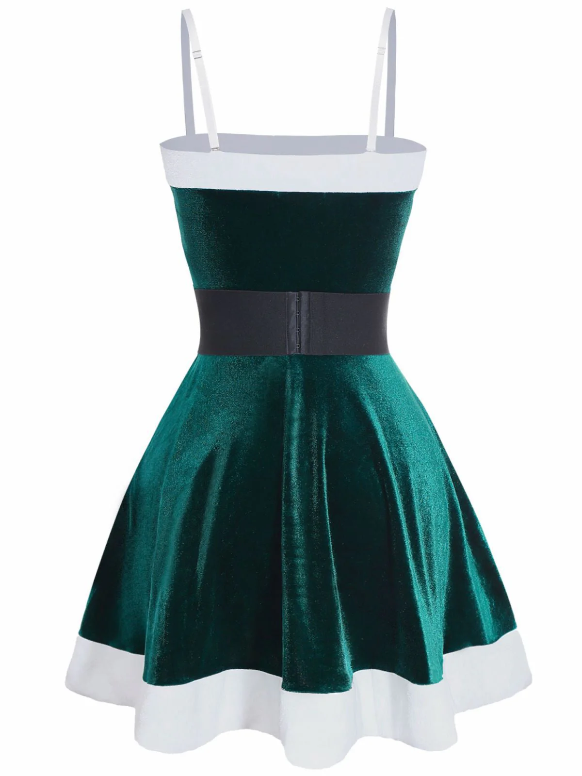 1970er Weihnachten Samt Plüsch Spaghetti Träger Mini Kleid - Image 3