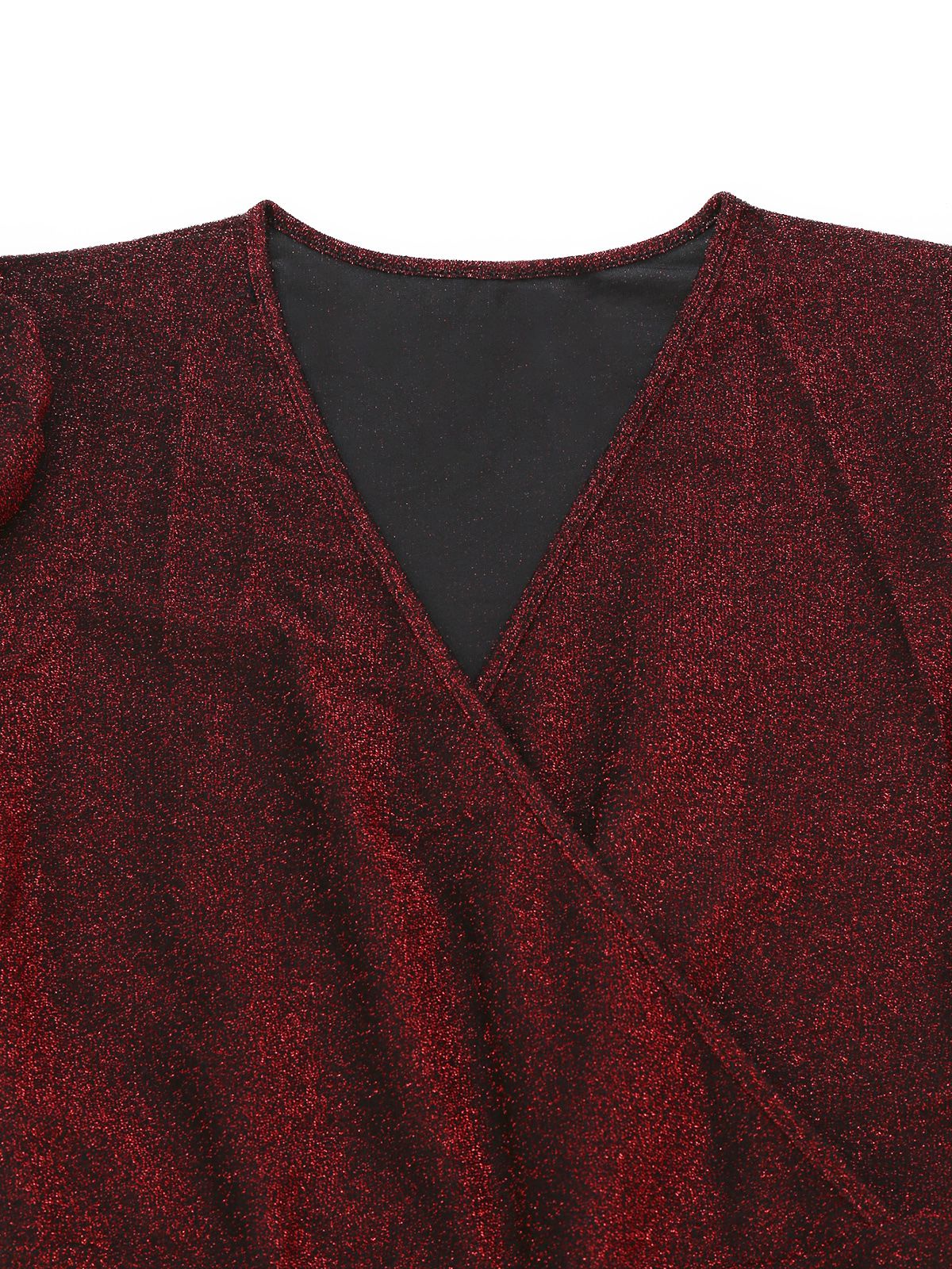 Rot 1980er Funkeln Tief-V Langarm Jumpsuit - Image 5