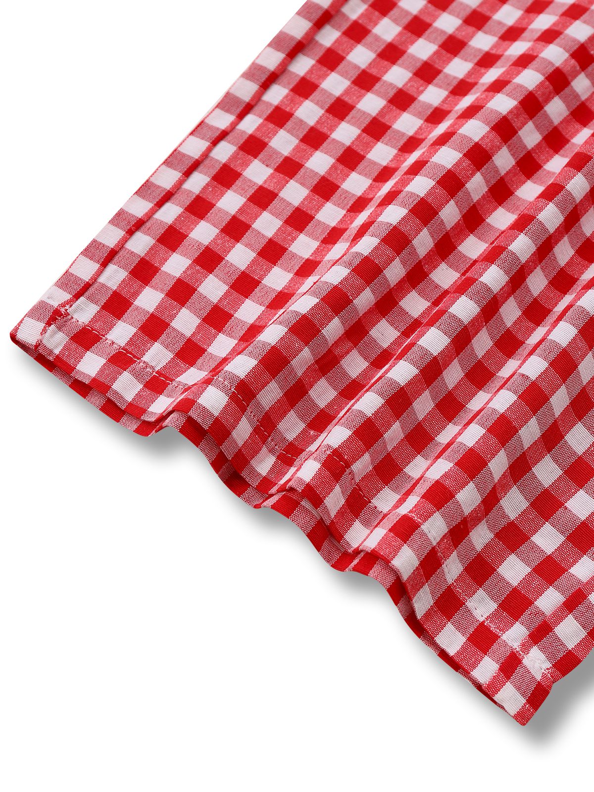 Rot 1980er Gingham Plaid Weites Bein Hose - Image 5