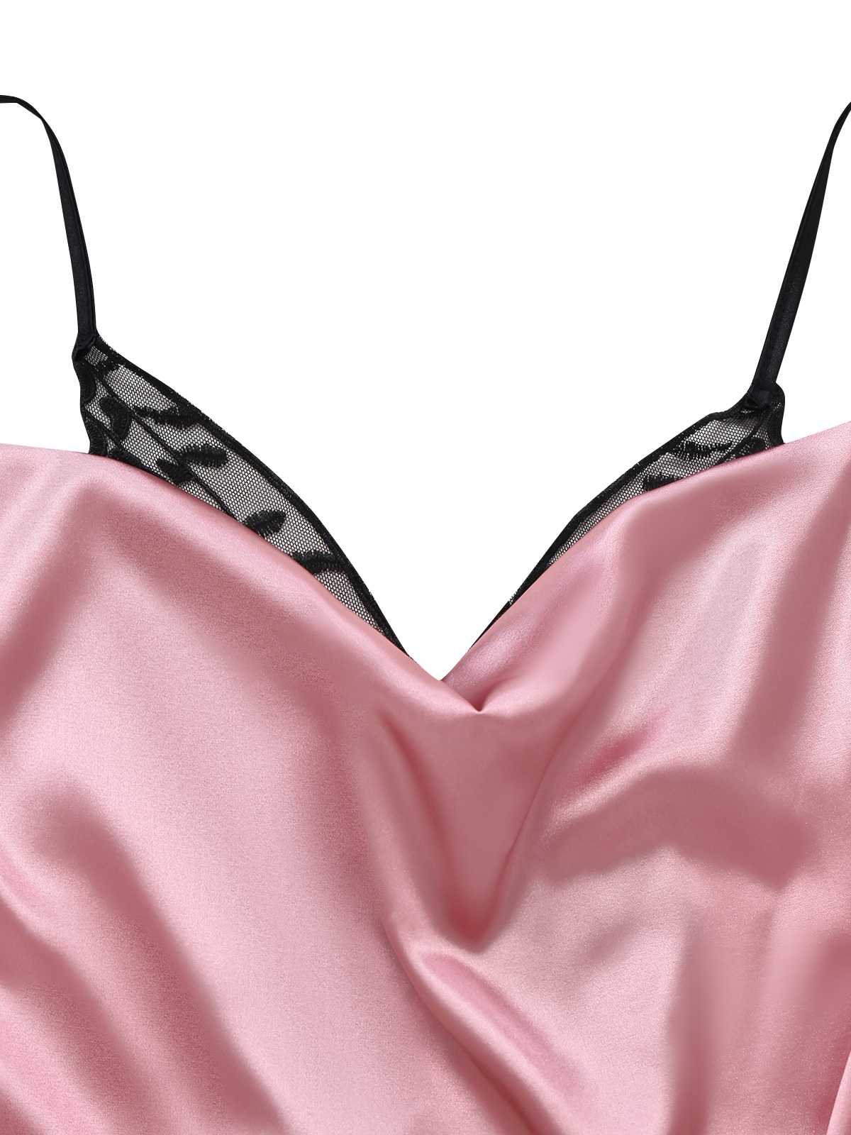 Rot 1980er Satin Slip Schmetterling Spitze Nachthemd - Image 6