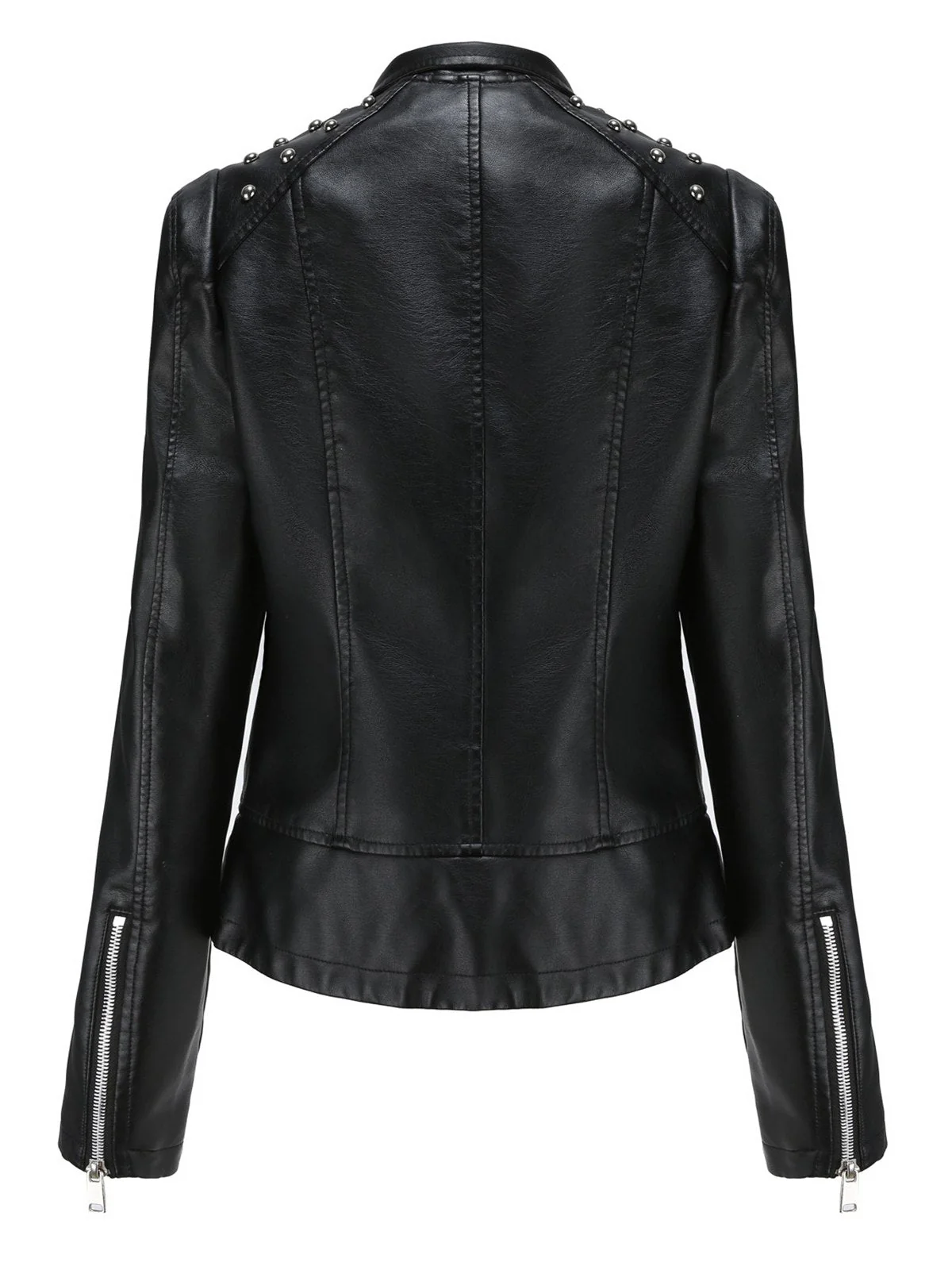 Rot 1980er Solide Revers Leder Jacke - Image 5