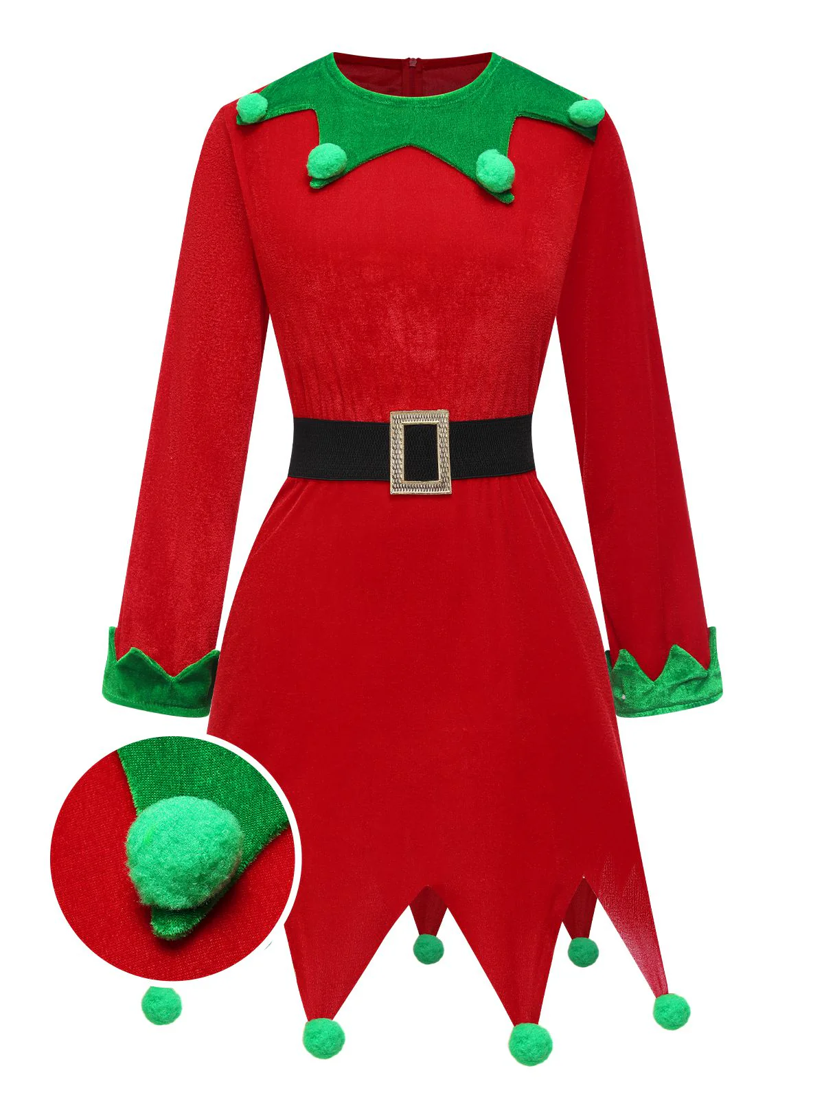 Rot 1980er Weihnachten Elf Kostüm Kleid Set - Image 2