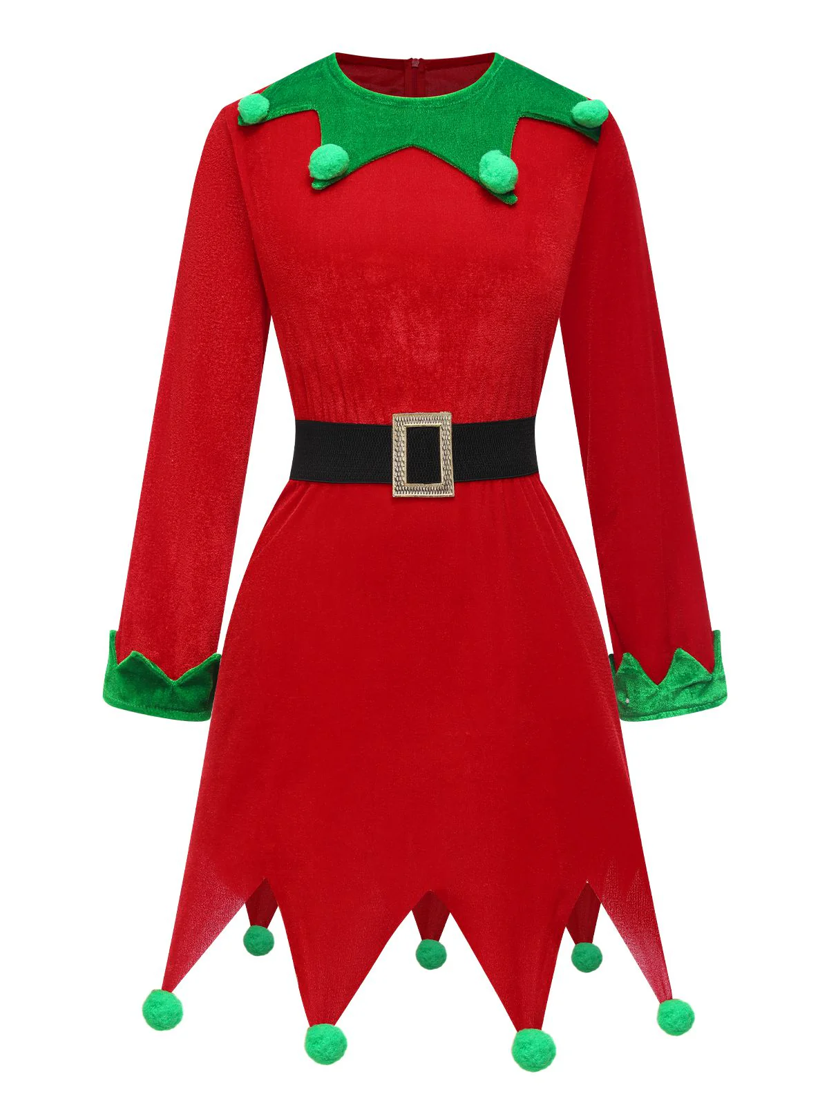 Rot 1980er Weihnachten Elf Kostüm Kleid Set - Image 3