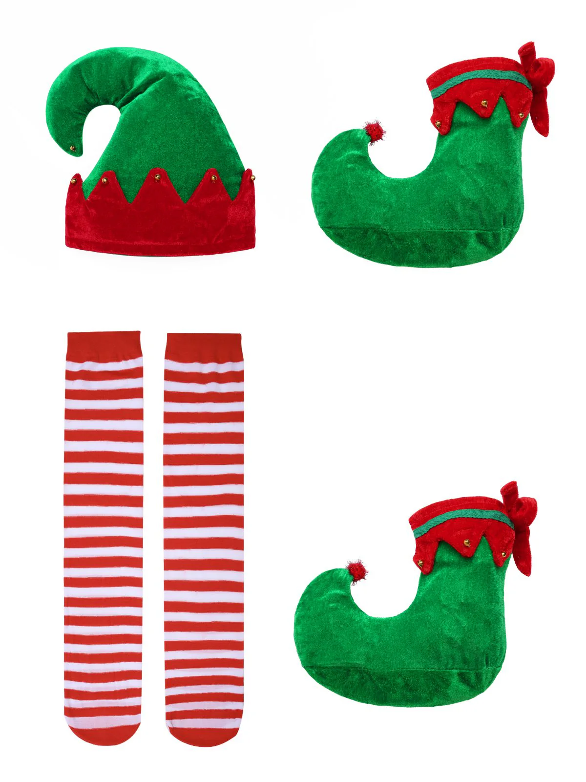 Rot 1980er Weihnachten Elf Kostüm Kleid Set - Image 5
