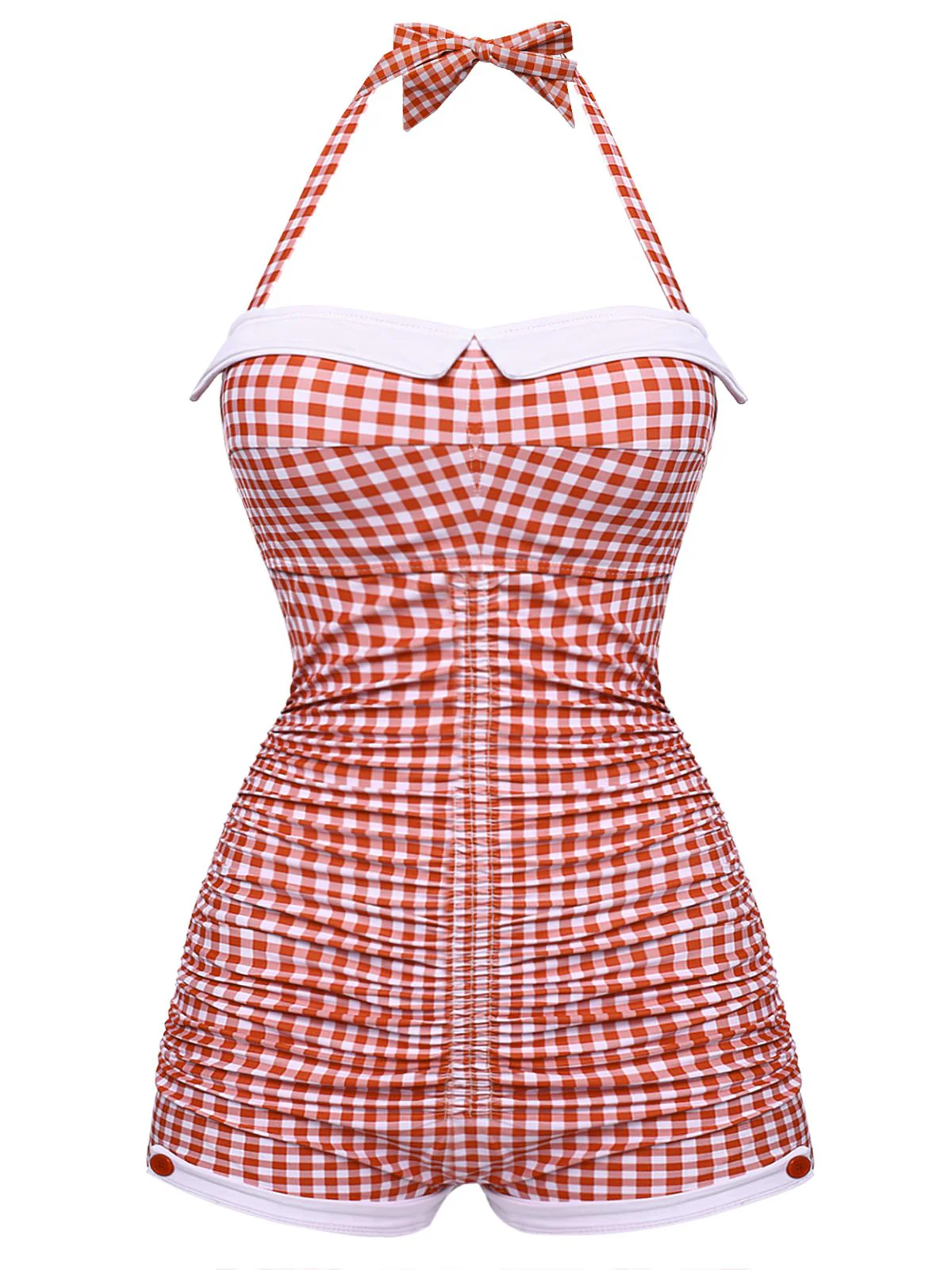 Rot Gingham 1950er Schleife Neckholder Badeanzug - Image 5