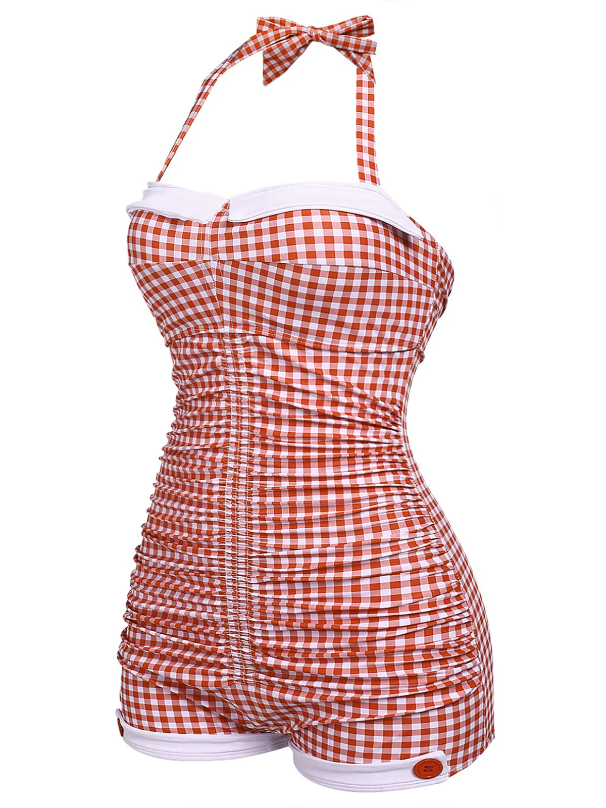 Rot Gingham 1950er Schleife Neckholder Badeanzug - Image 6