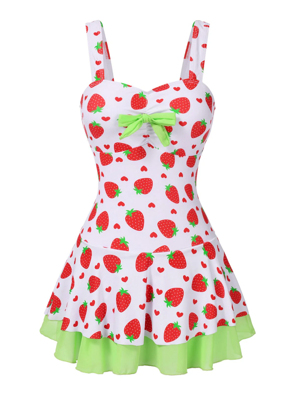 Rot & Grün 1940er Erdbeere Bogen Swim Kleid - Image 4