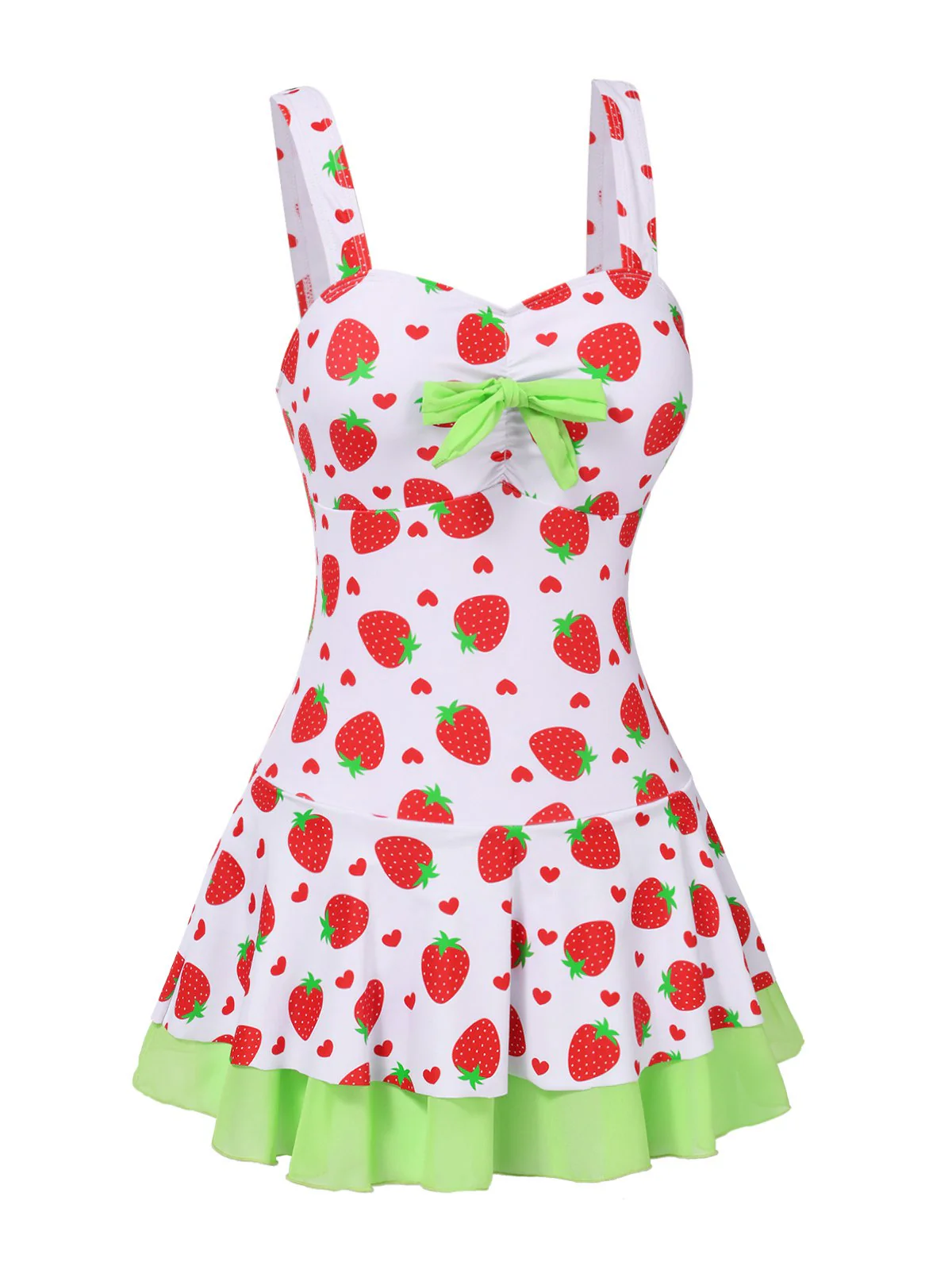 Rot & Grün 1940er Erdbeere Bogen Swim Kleid - Image 5