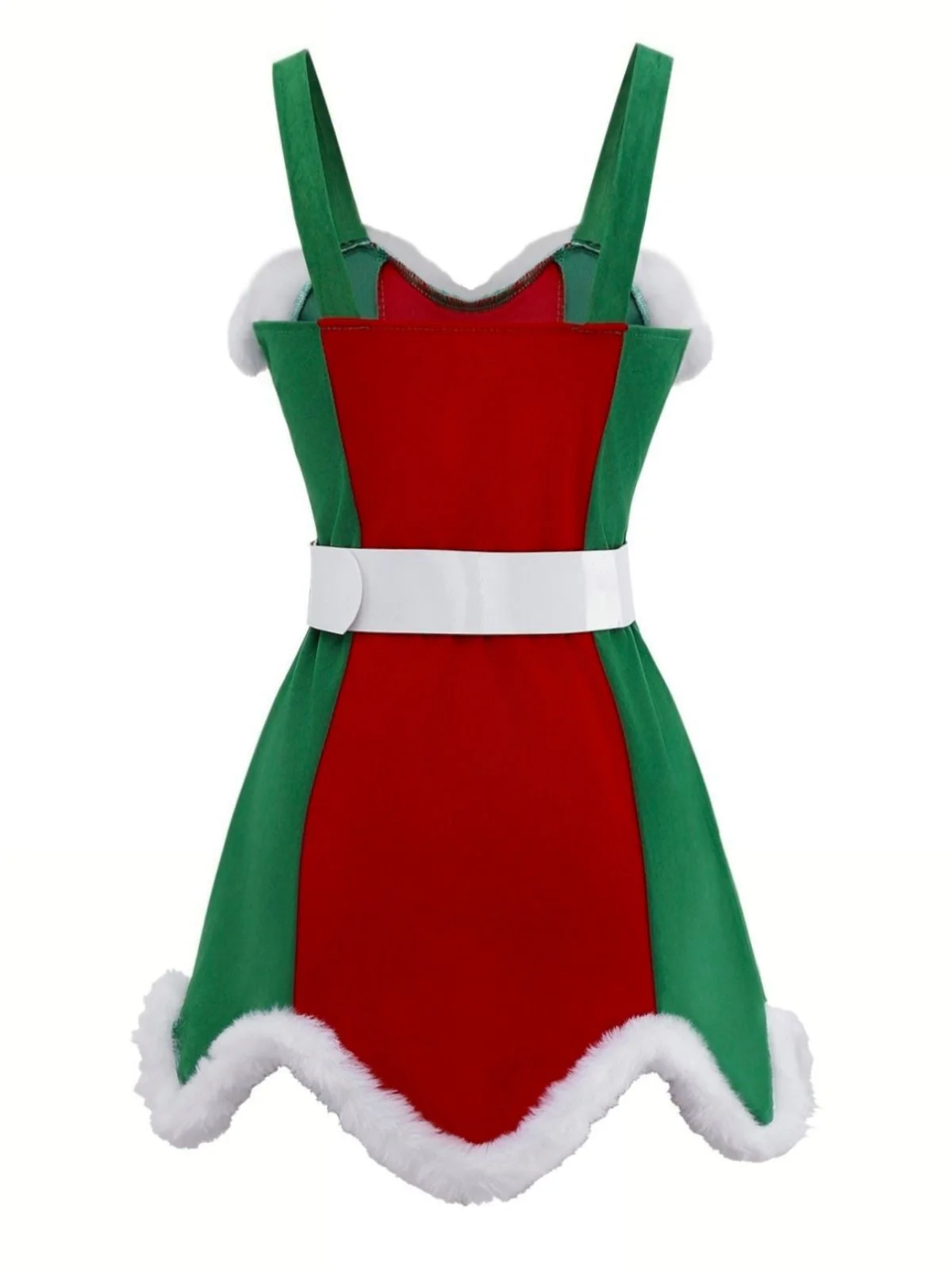 Rot & Grün 1960er Weihnachten Plüsch Trim Kleid Set - Image 4