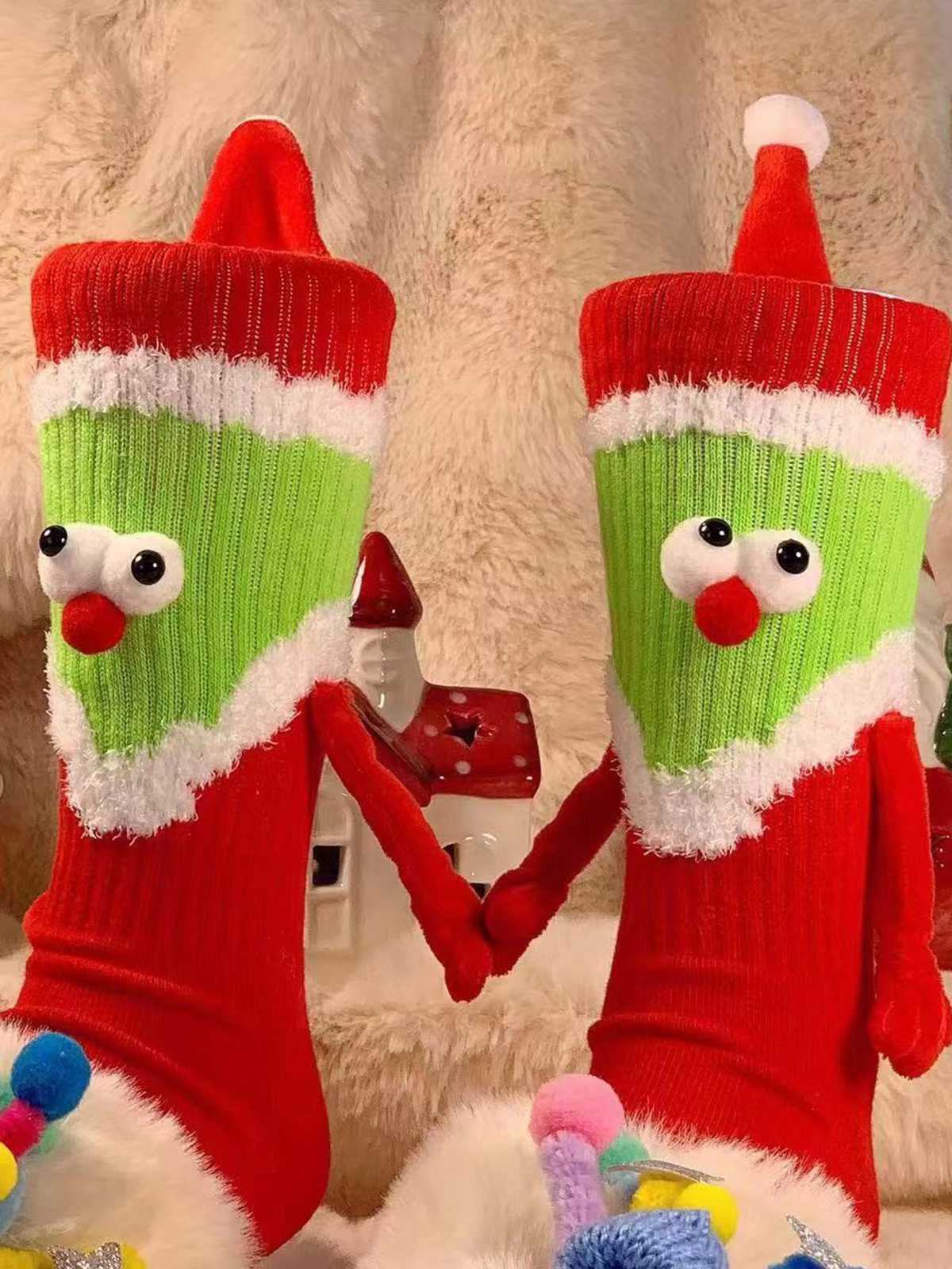 Rot & Grün Weihnachten Händchenhalten Socken - Image 2