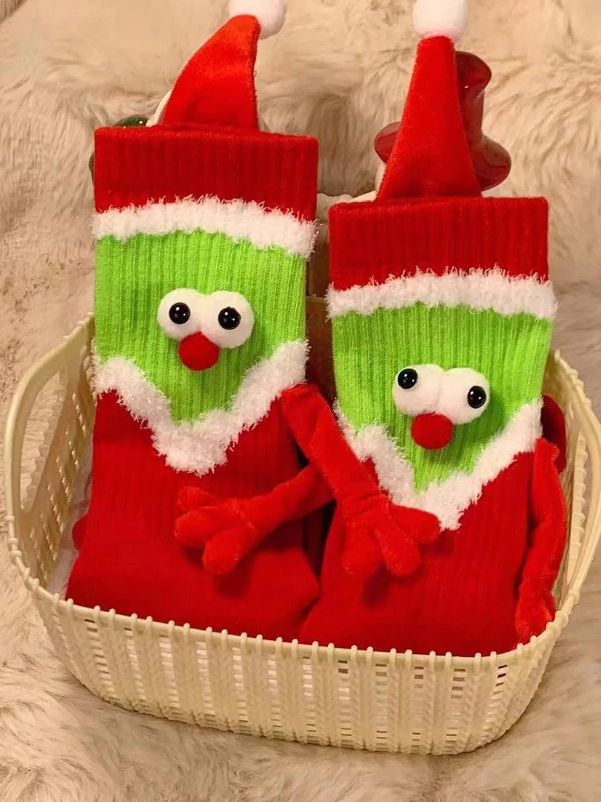 Rot & Grün Weihnachten Händchenhalten Socken - Image 3
