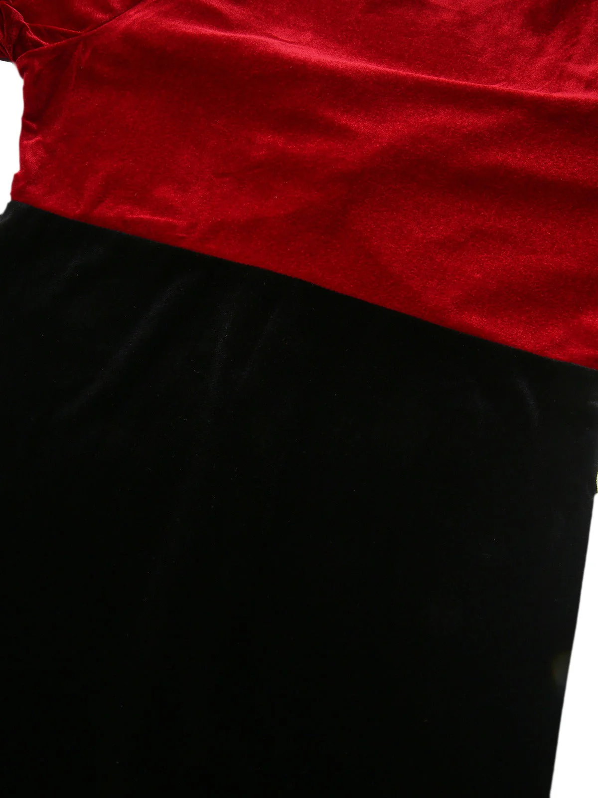 Rot & Schwarz 1960er Samt Gedrehtes V-Ausschnitt Enges Kleid - Image 6