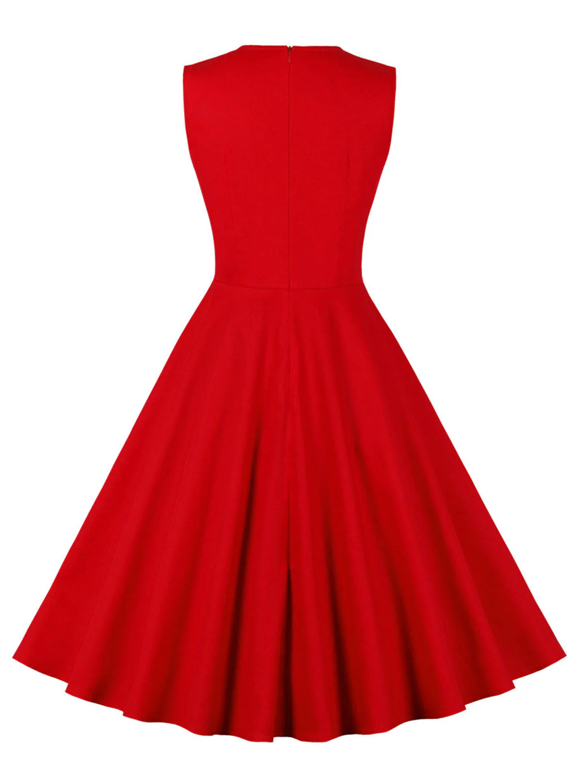 Rot & Schwarz 1950er Kariertes V-Ausschnitt Kleid - Image 8