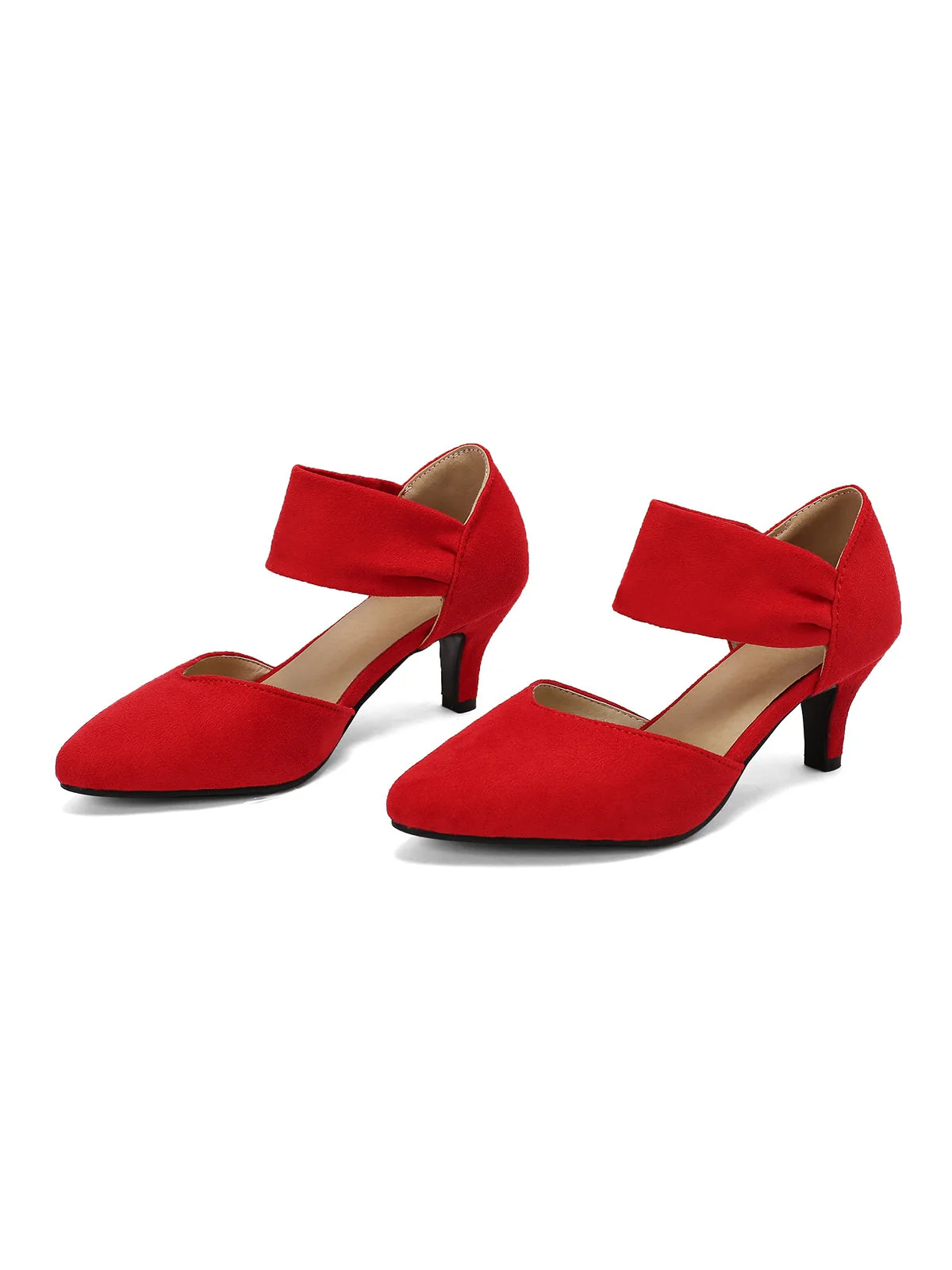 Rot Solide Spitze Wildleder Kitten Heels - Image 4