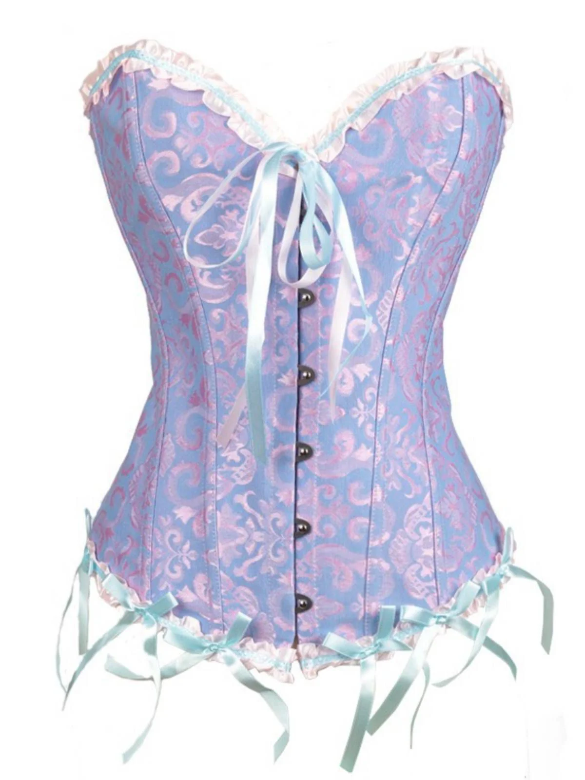 Schwarz Steampunk Gothic Spitze Überbrust Korsett - Image 6