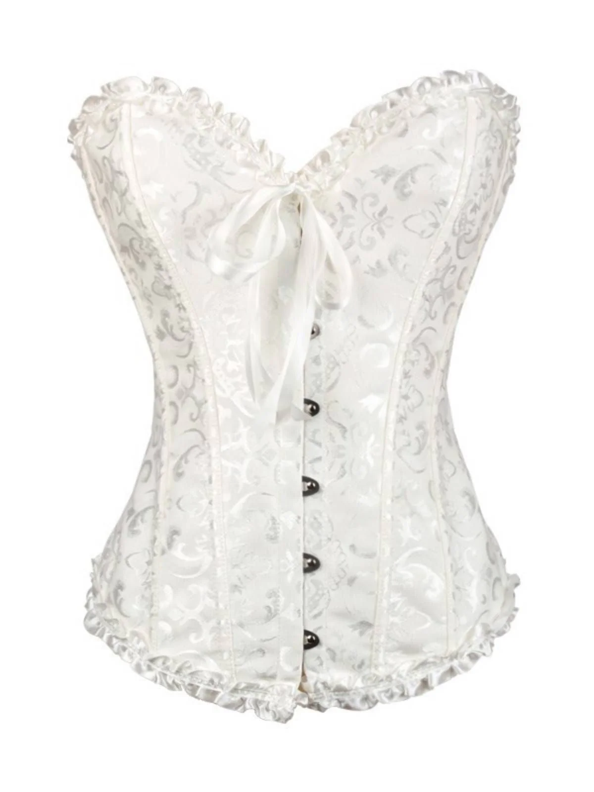 Schwarz Steampunk Gothic Spitze Überbrust Korsett - Image 15