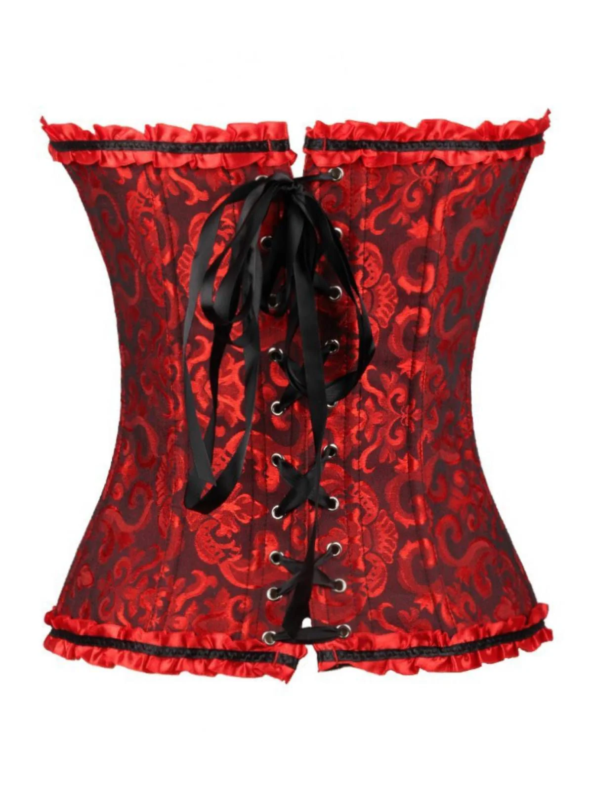 Schwarz Steampunk Gothic Spitze Überbrust Korsett - Image 12