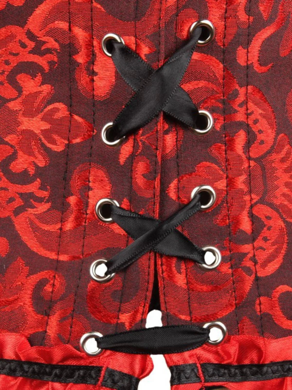 Schwarz Steampunk Gothic Spitze Überbrust Korsett - Image 14