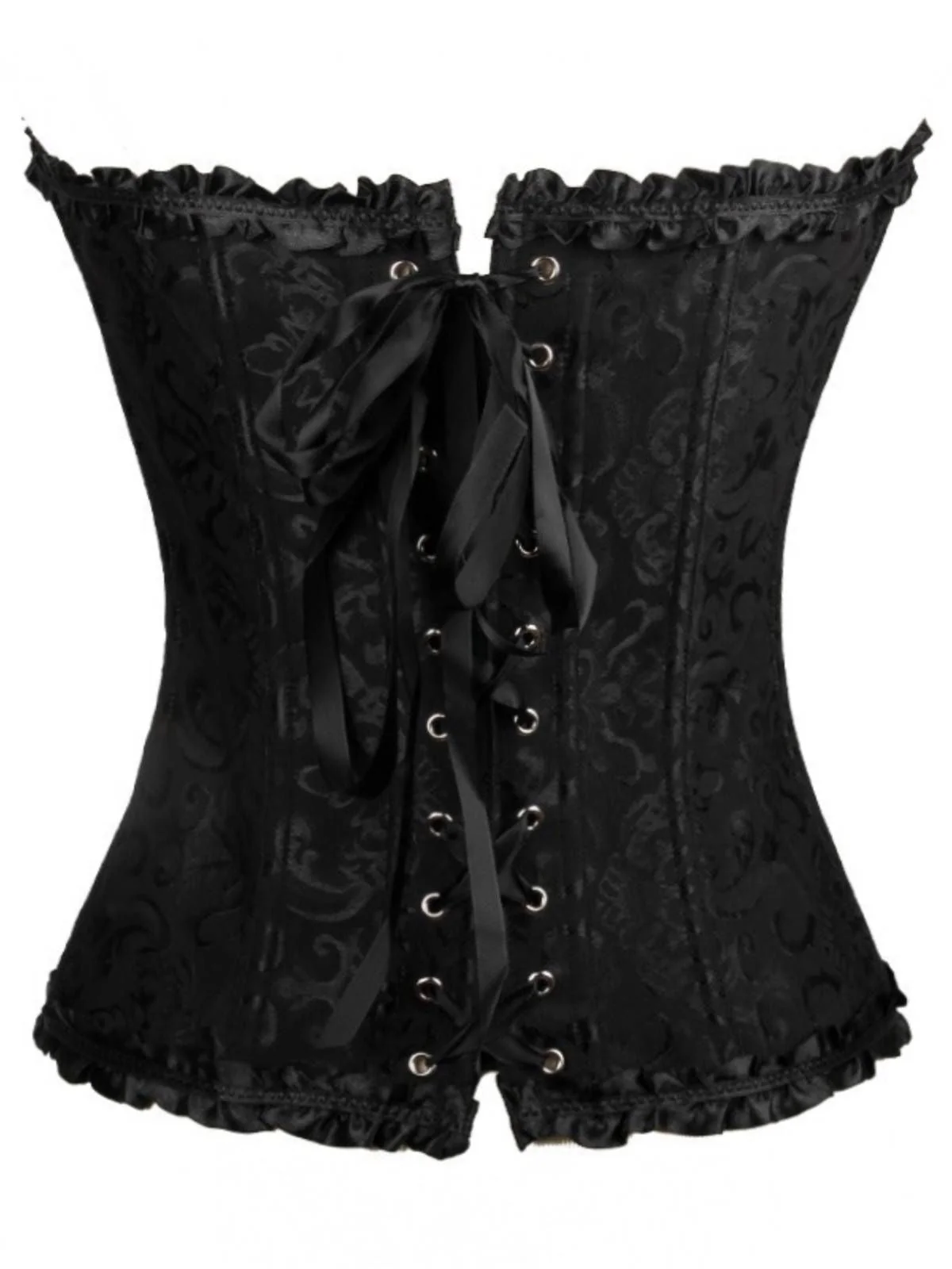 Schwarz Steampunk Gothic Spitze Überbrust Korsett - Image 4