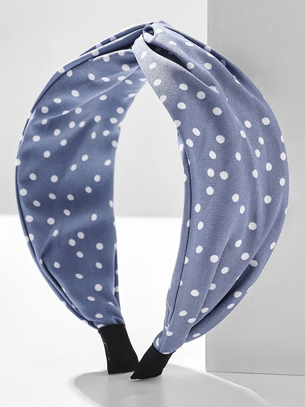 Rot Stoff Breiter Krempe Polka Dots Kreuzstirnband - Image 6