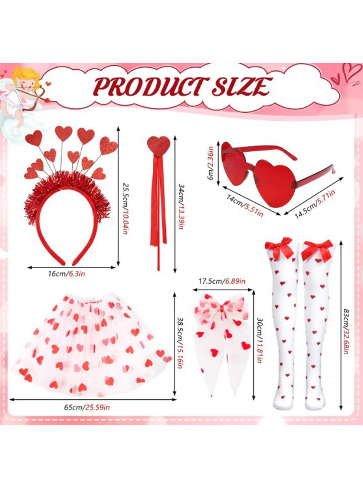 Rot Valentinstag Herz Kostüm Accessoire Set - Image 2