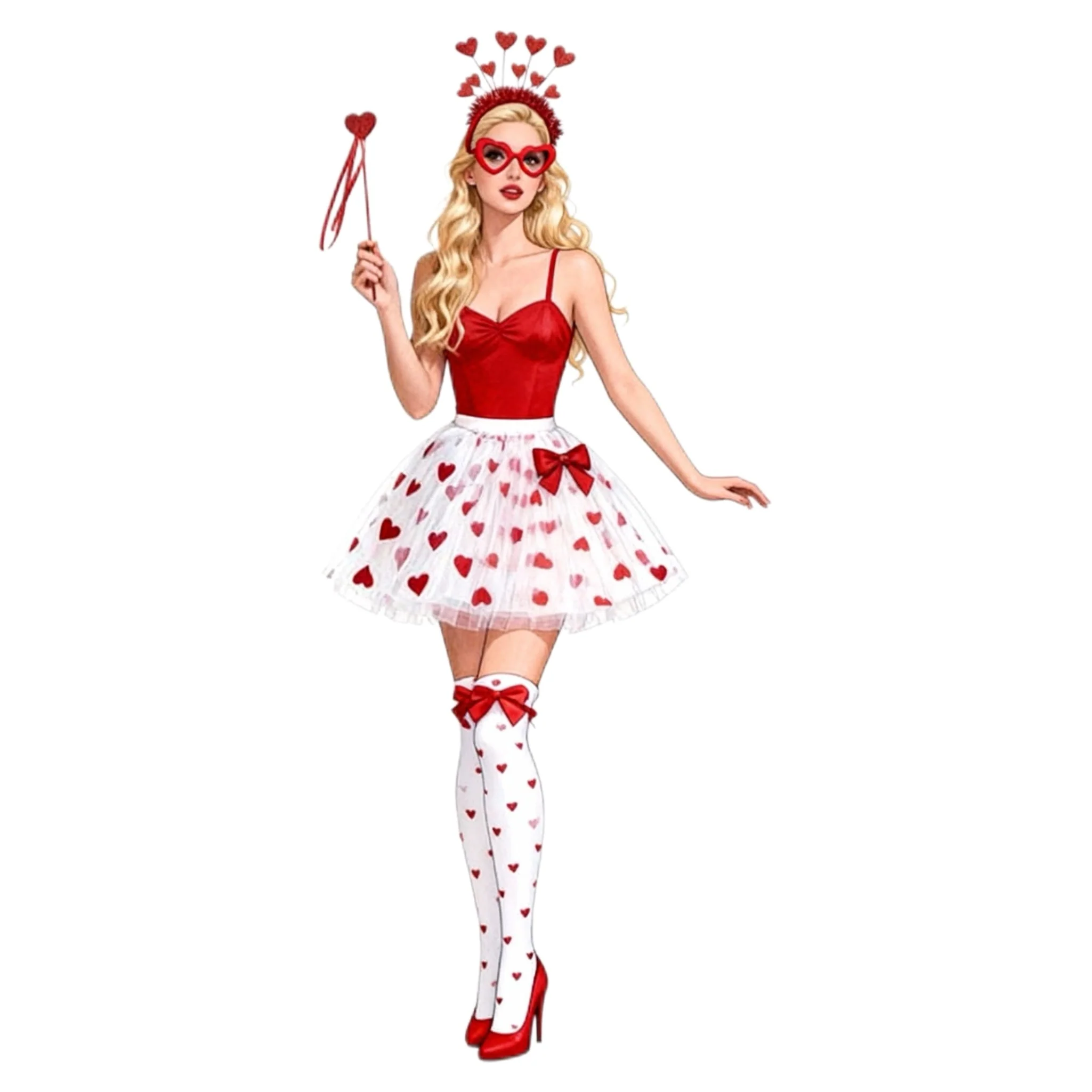Rot Valentinstag Herz Kostüm Accessoire Set - Image 3