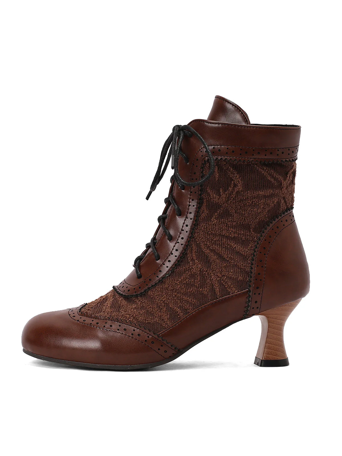 Vintage Leder Solide Spitze Stiefel mit Absatz - Image 7