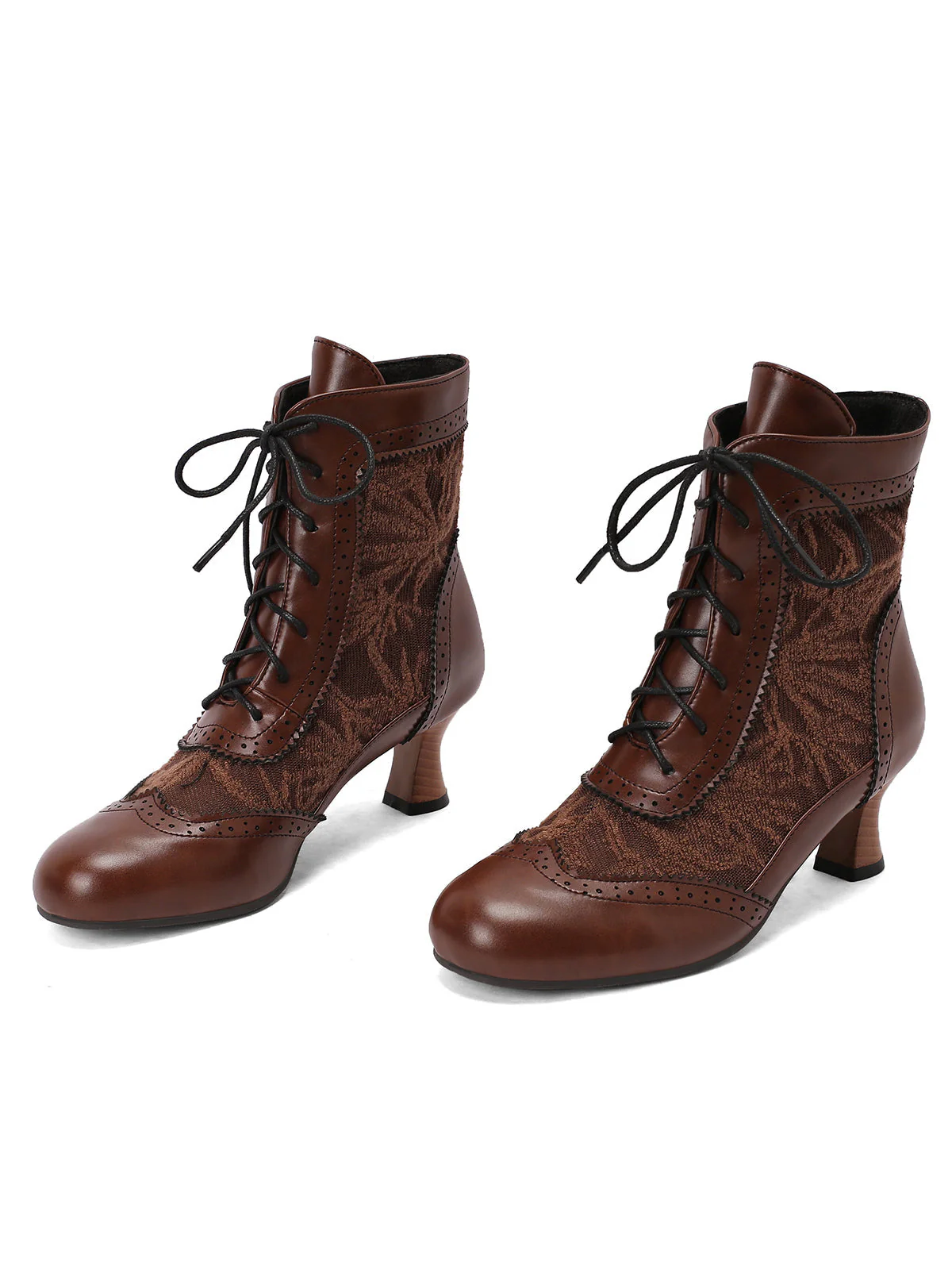 Vintage Leder Solide Spitze Stiefel mit Absatz - Image 8