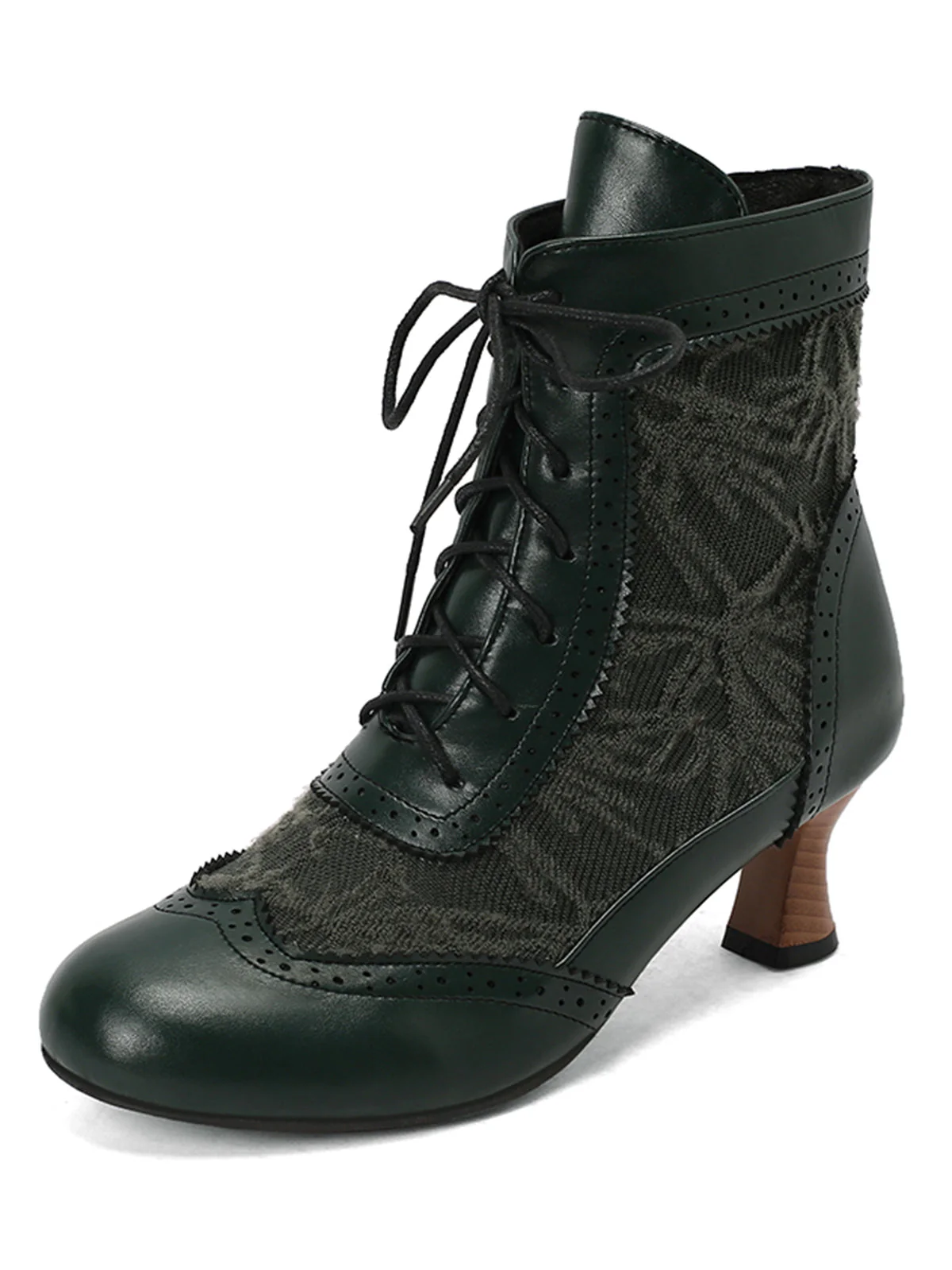 Vintage Leder Solide Spitze Stiefel mit Absatz - Image 9