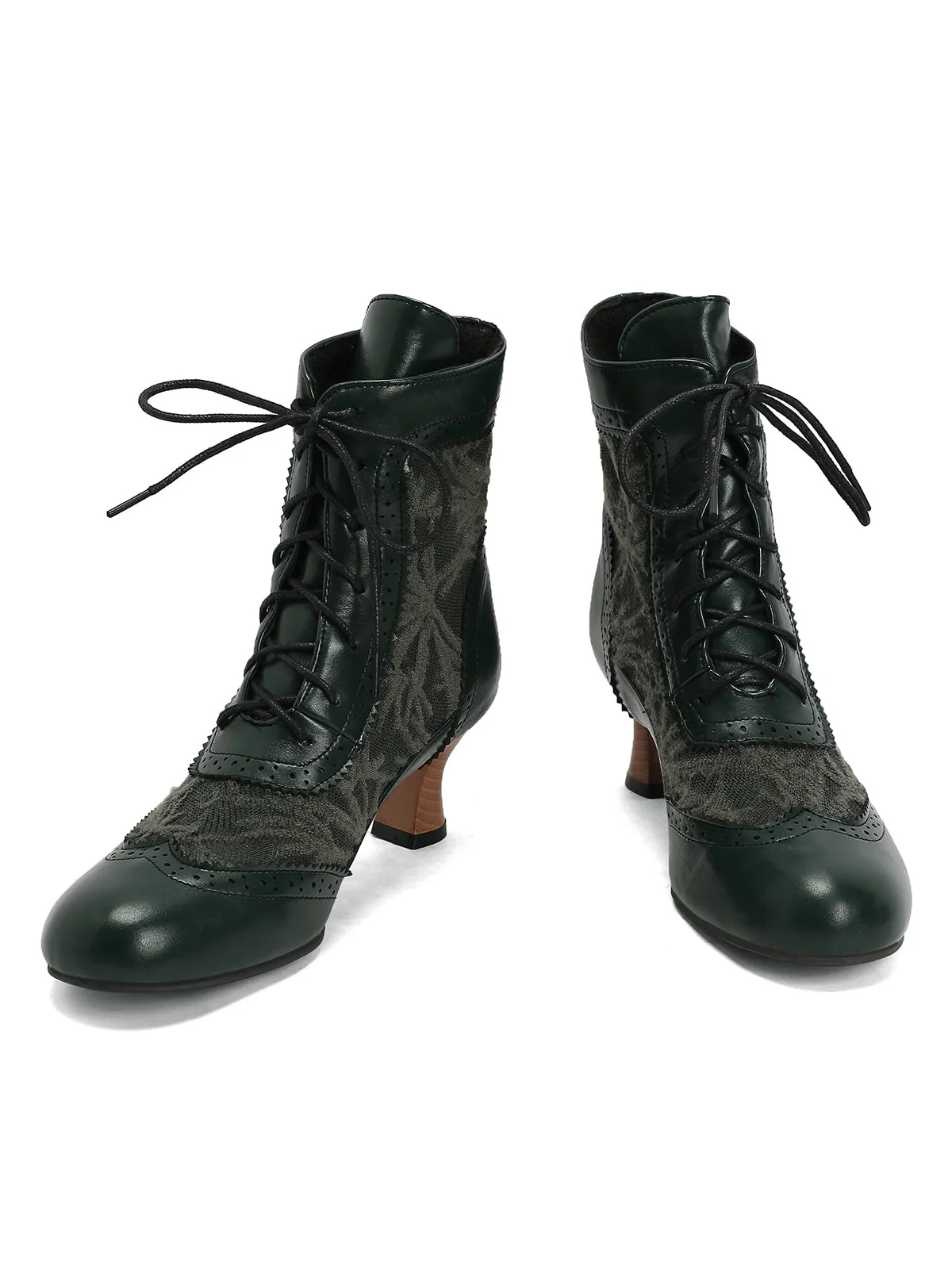 Vintage Leder Solide Spitze Stiefel mit Absatz - Image 11