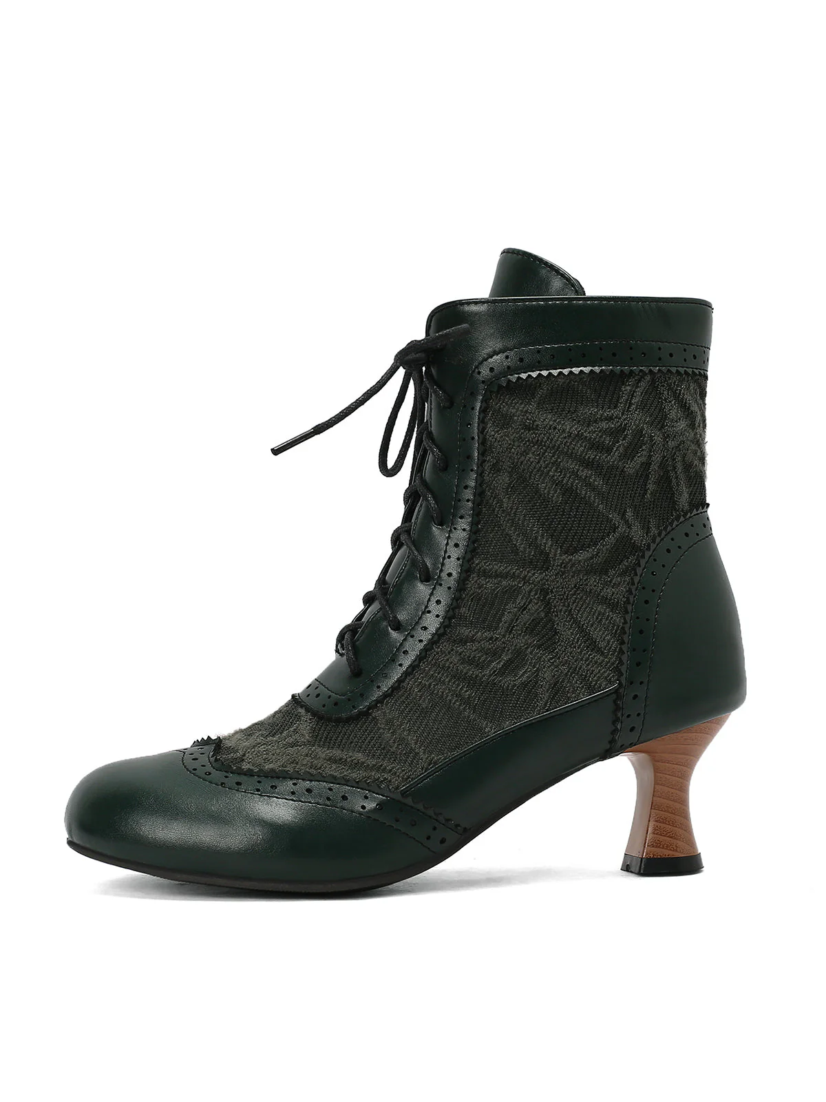 Vintage Leder Solide Spitze Stiefel mit Absatz - Image 12