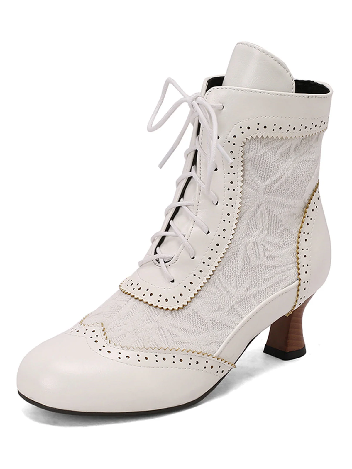 Vintage Leder Solide Spitze Stiefel mit Absatz - Image 17