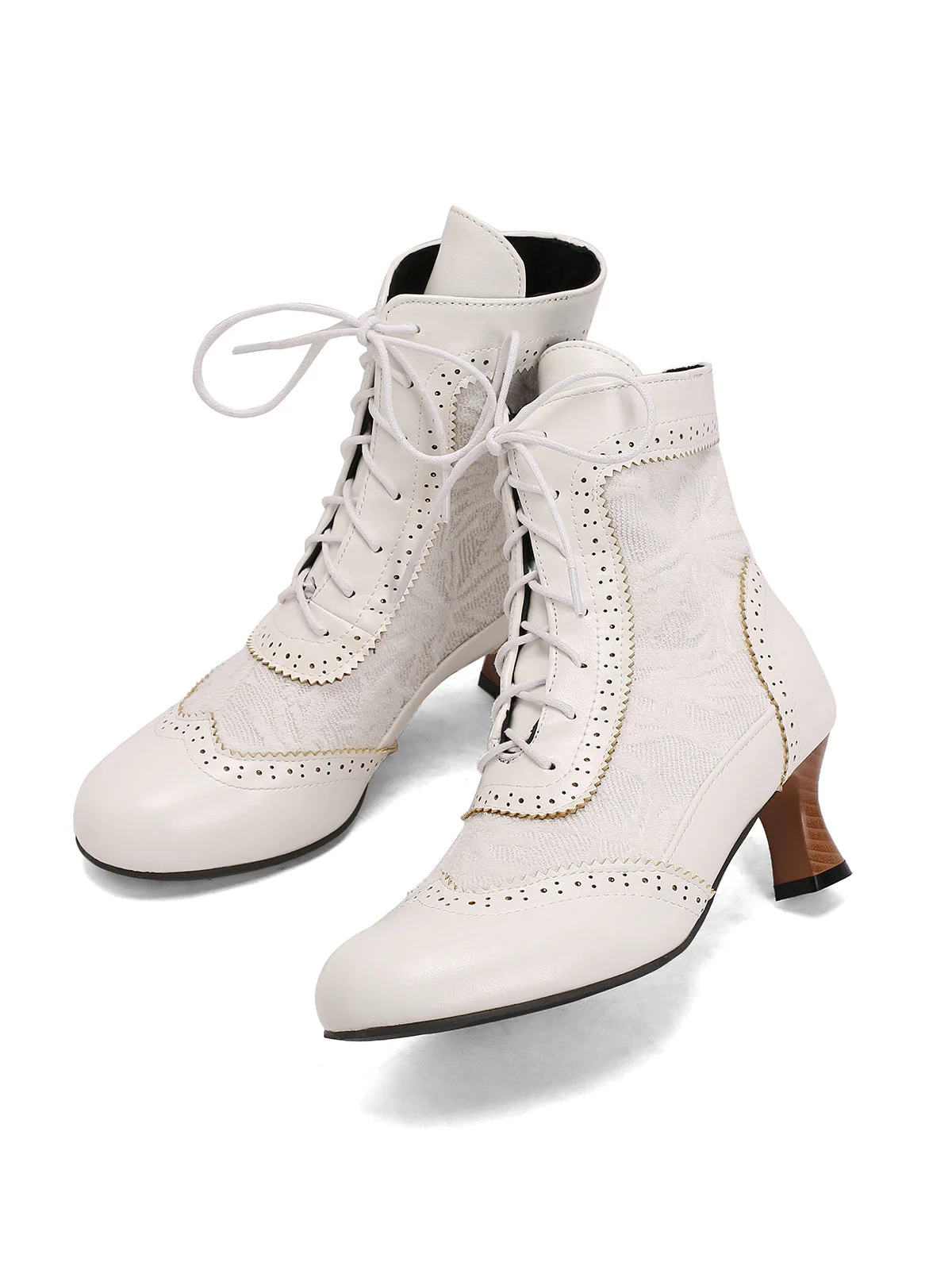 Vintage Leder Solide Spitze Stiefel mit Absatz - Image 18