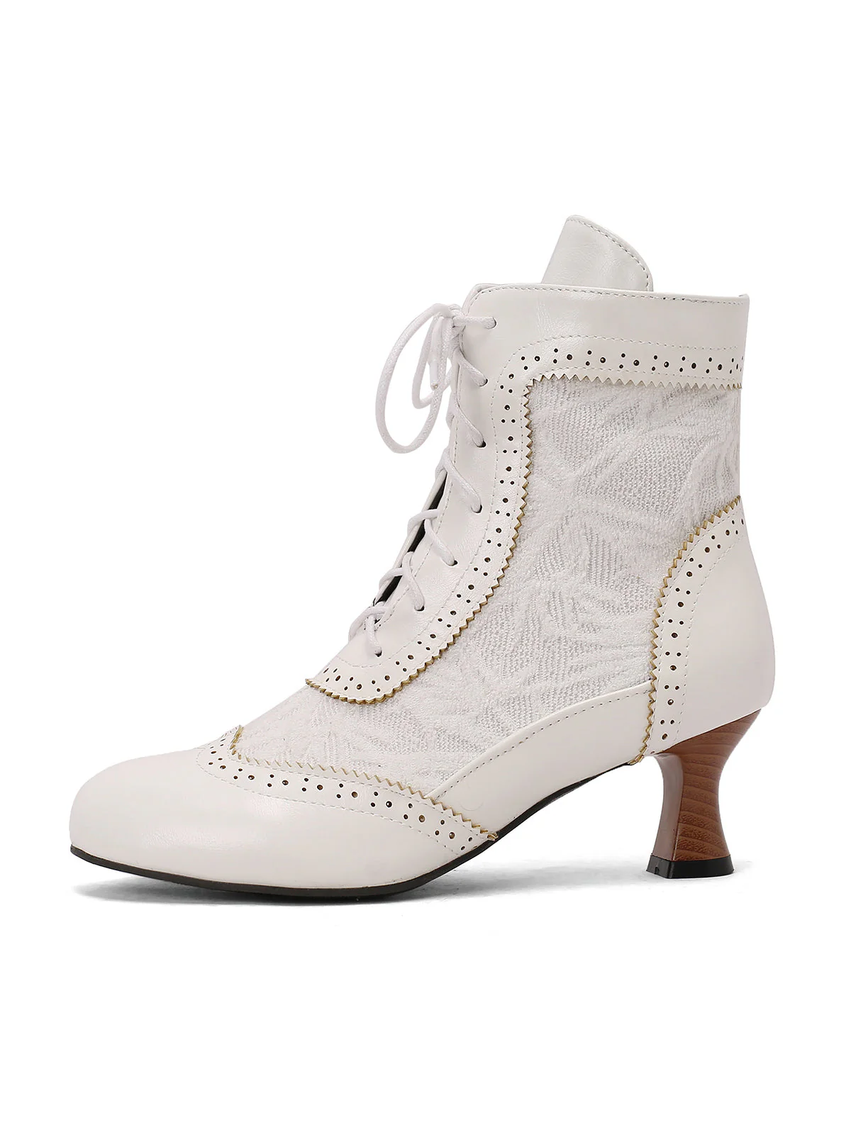 Vintage Leder Solide Spitze Stiefel mit Absatz - Image 19