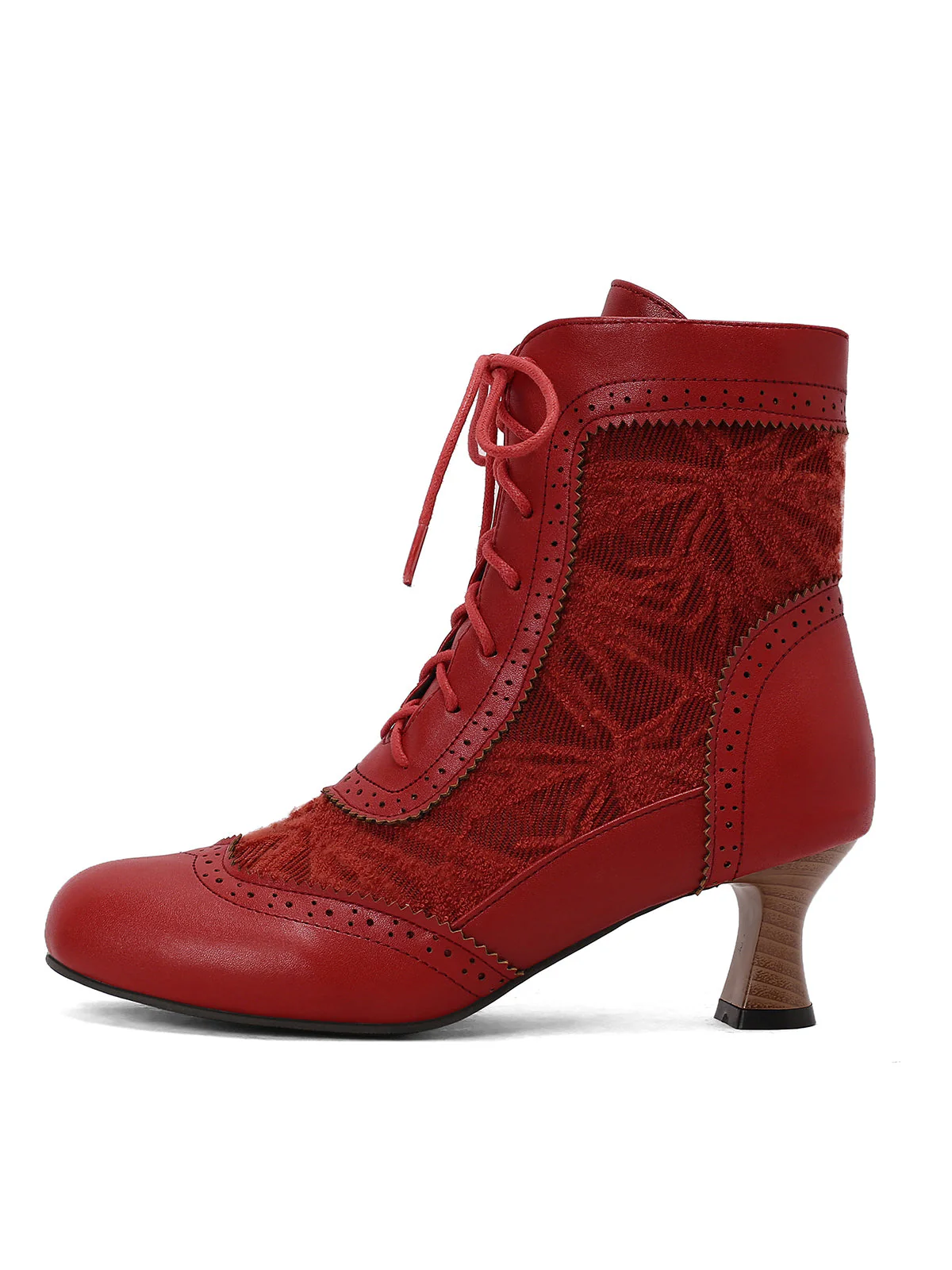 Vintage Leder Solide Spitze Stiefel mit Absatz - Image 15